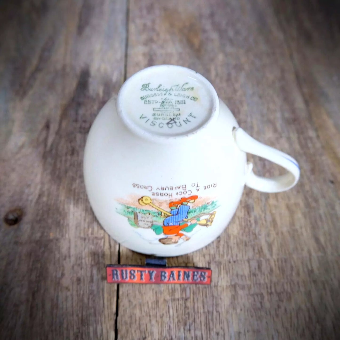 Vintage Children's Nursery Rhyme Tea Cup, Burleigh Ware, Ride a Cock Horse