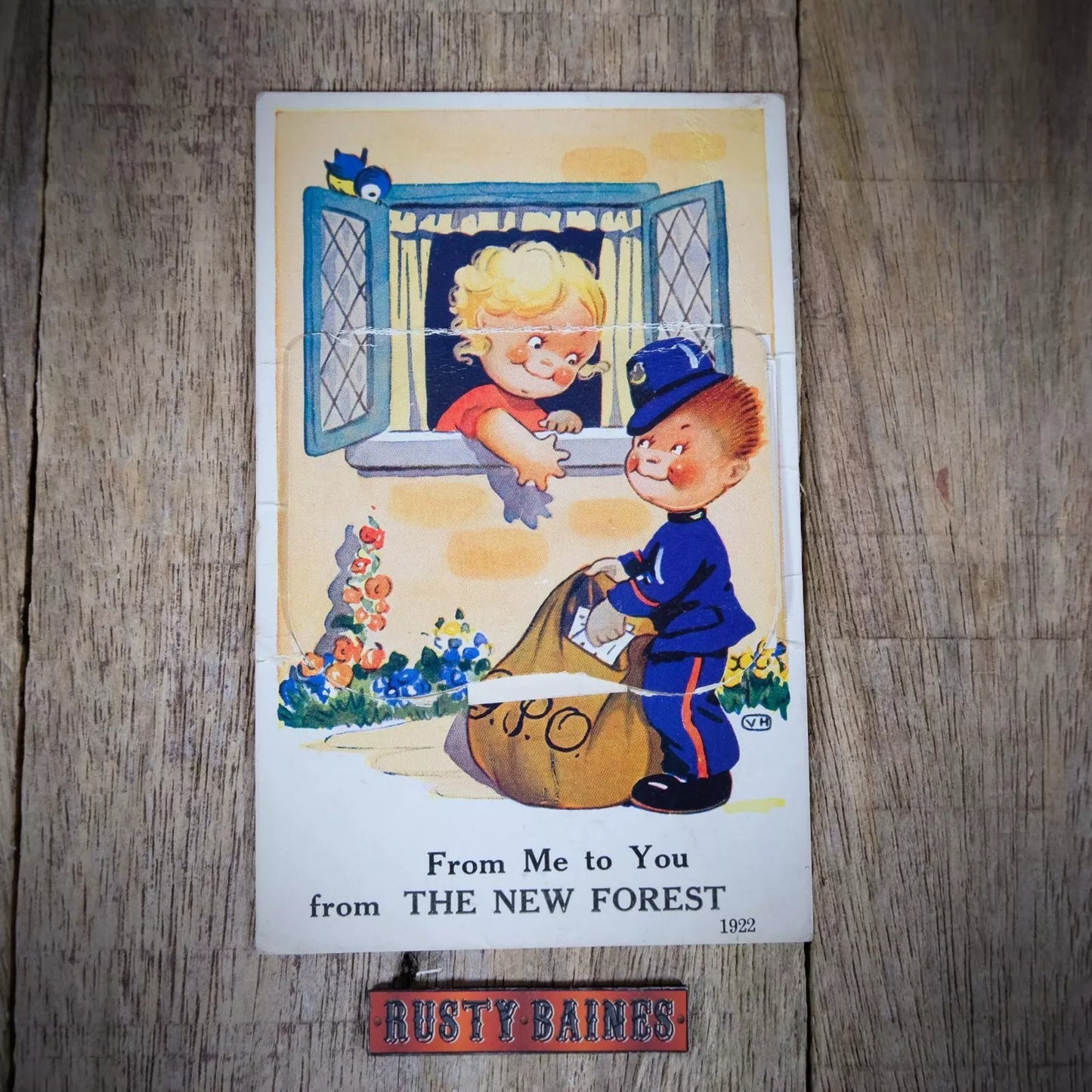 Vintage Postcard, Novelty Pull-Out, Postman, New Forest, Hampshire,