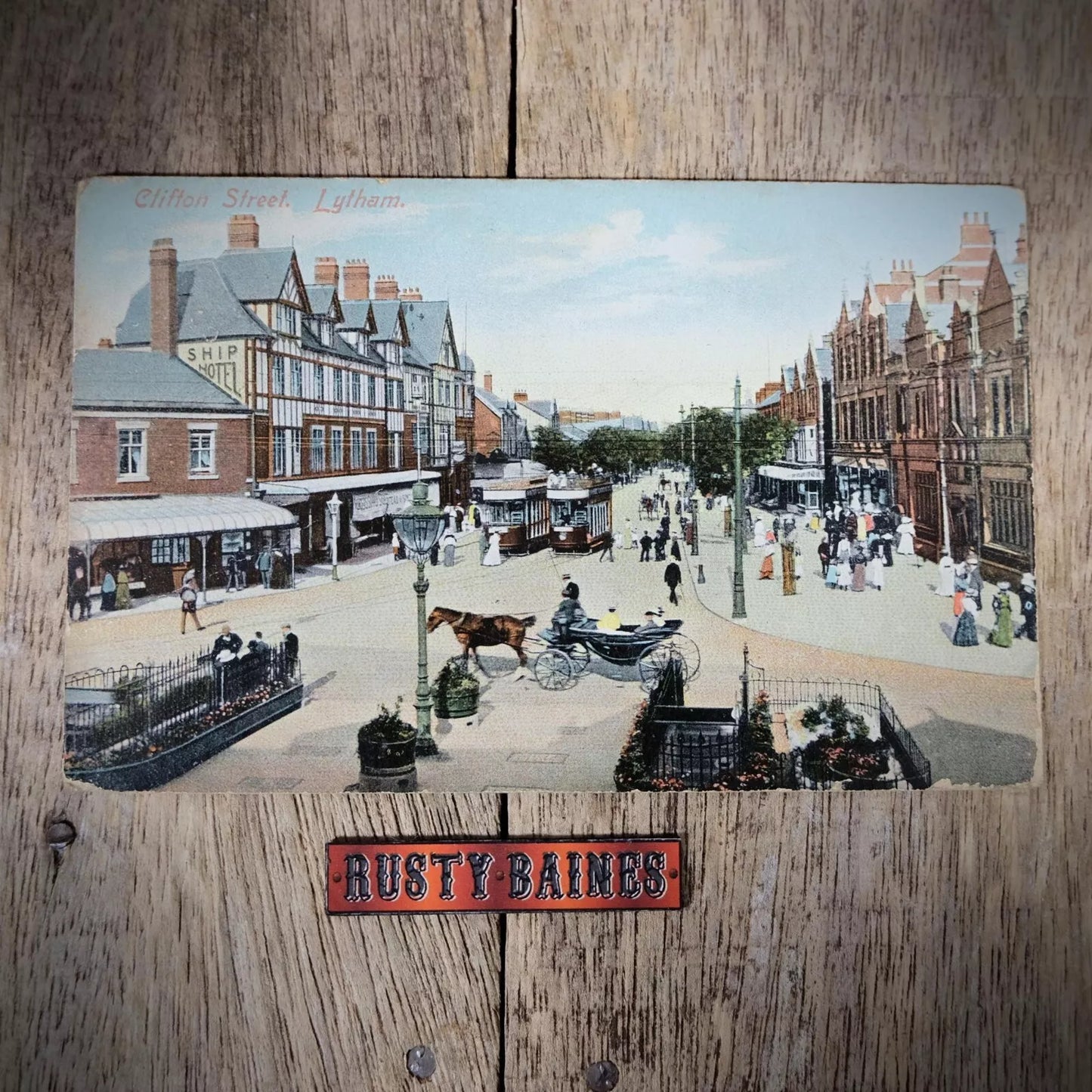 Postcard, Clifton Street, Lytham, Tram, Horse Etc. Printed