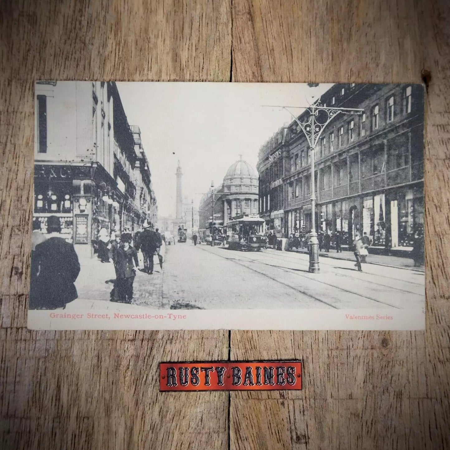 Antique Postcard, Newcastle, Grainger Street, Tram, Printed