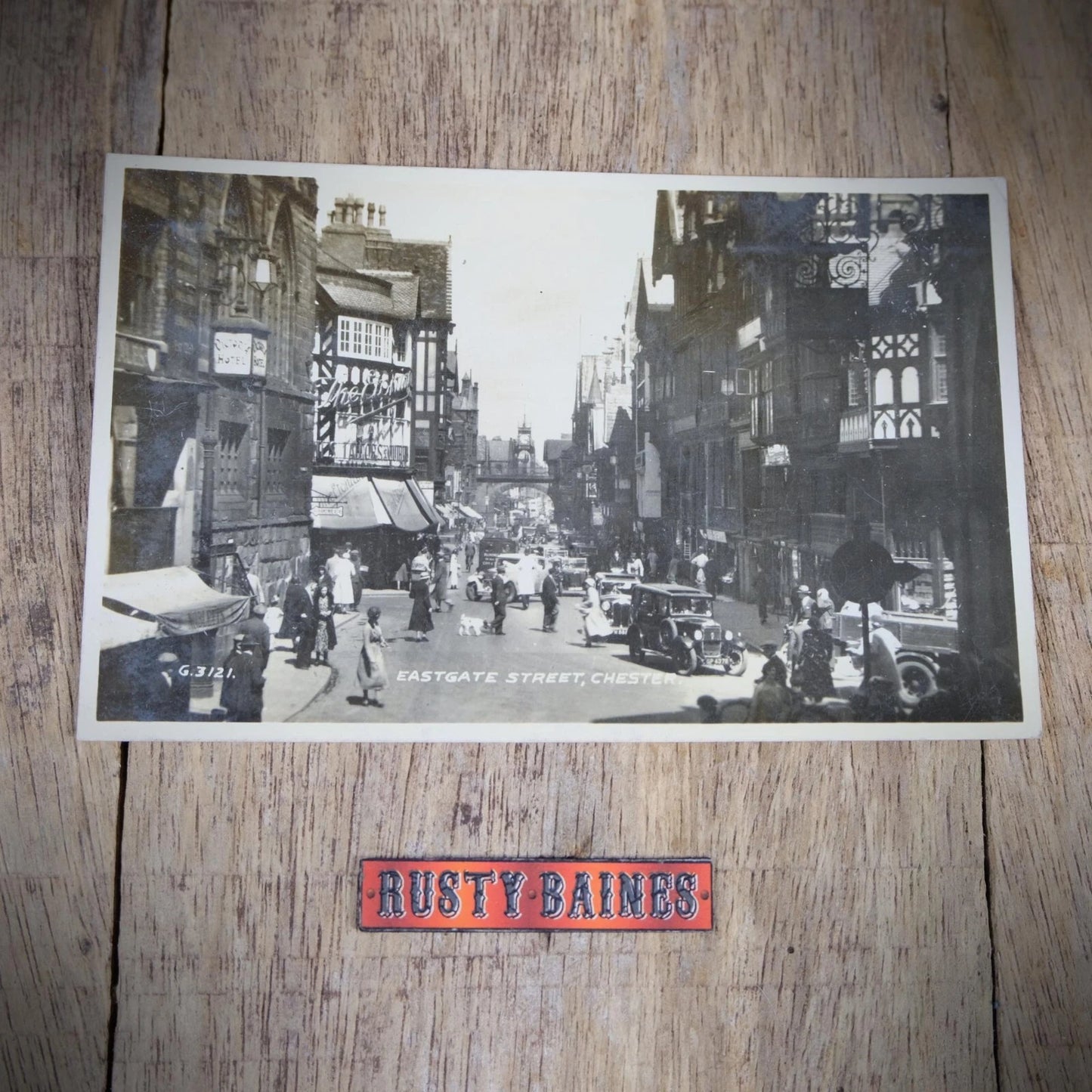 Postcard, Chester Eastgate, Busy Traffic Congestion Cars, Real Photo