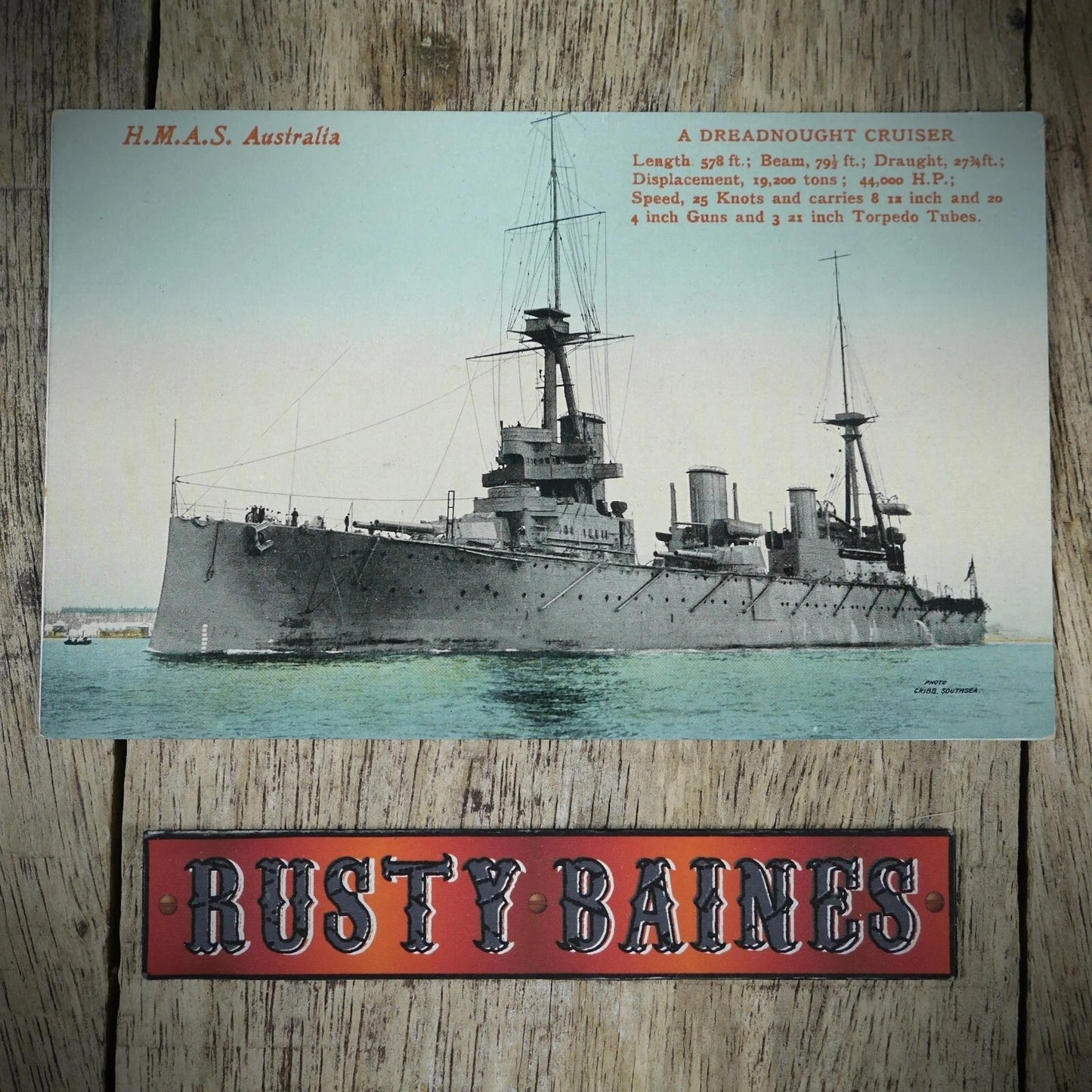 Postcard, HMAS Australia Dreadnought Cruiser, Printed