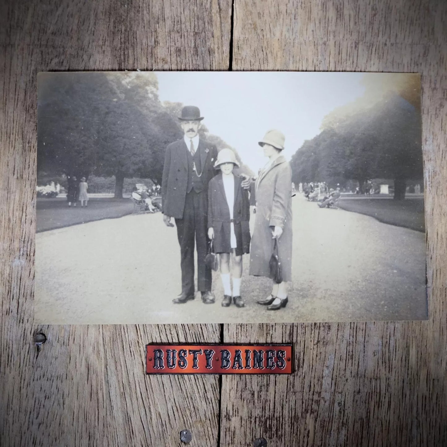 Postcard, 1920's Family in Park, Male/Female Fashion, Real Photo