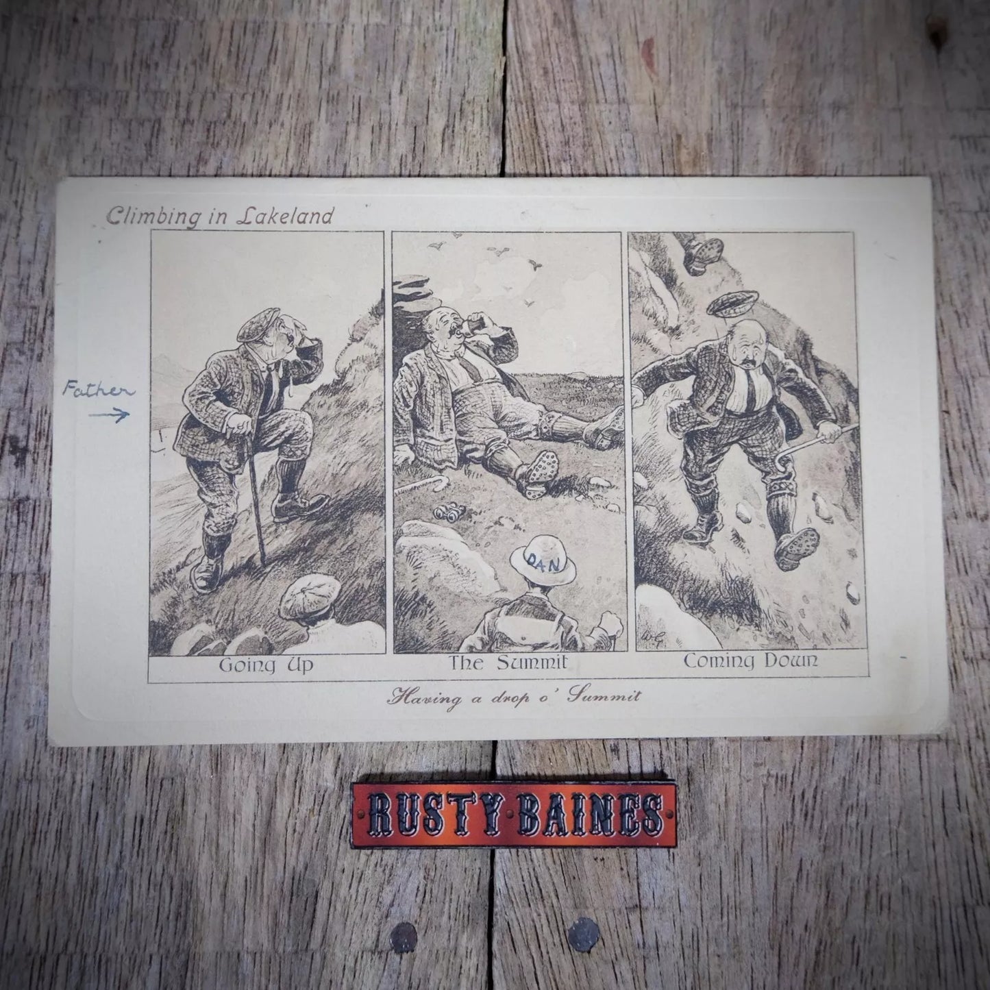 Postcard, Comic, Lakeland Climber, Lake District Cumbria, Walking