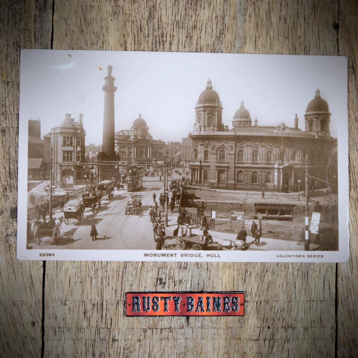 Postcard, Hull Monument Bridge, Vintage Car, Tram, Real Photo