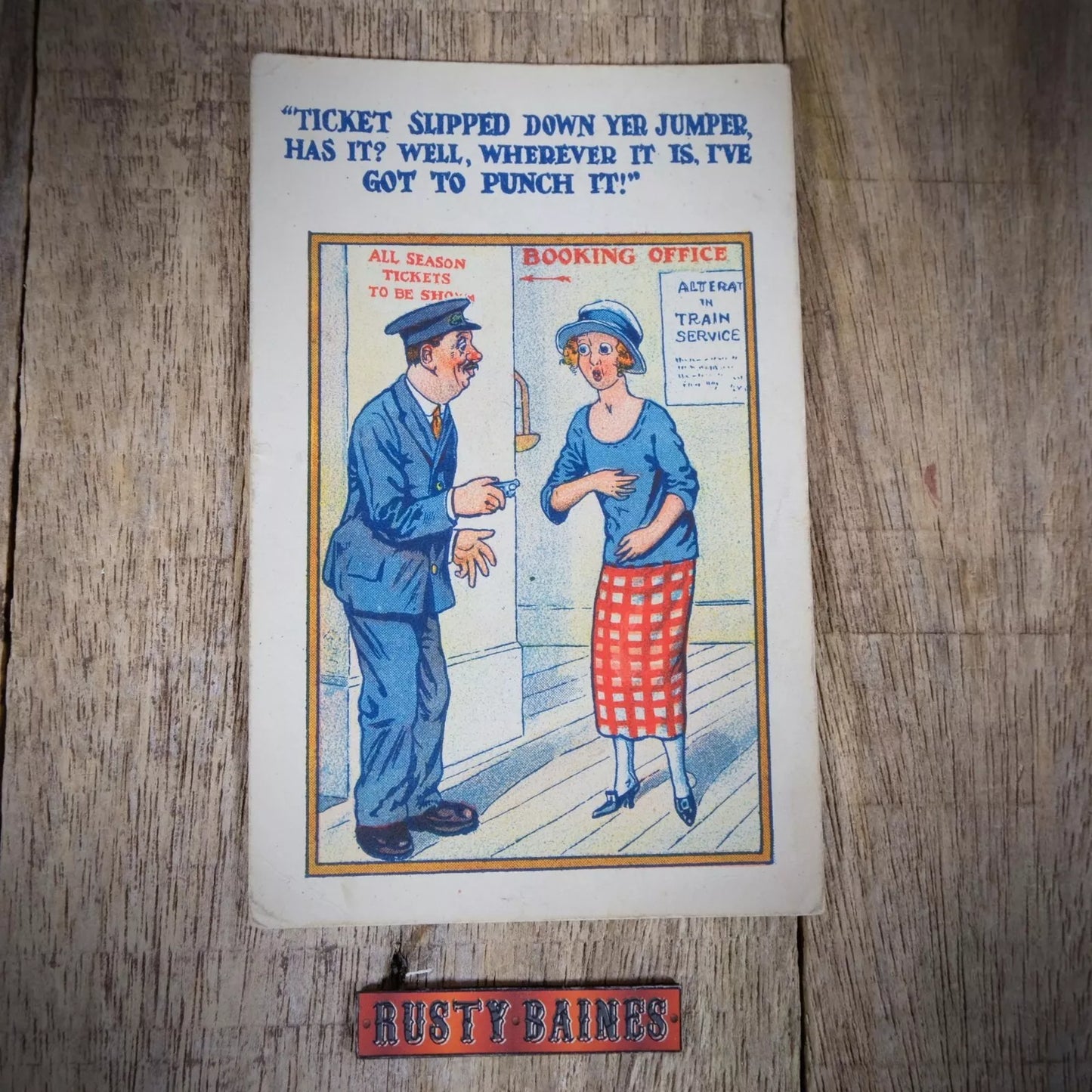 Vintage Postcard, Comic, Railway Ticket Inspector, Lost Ticket