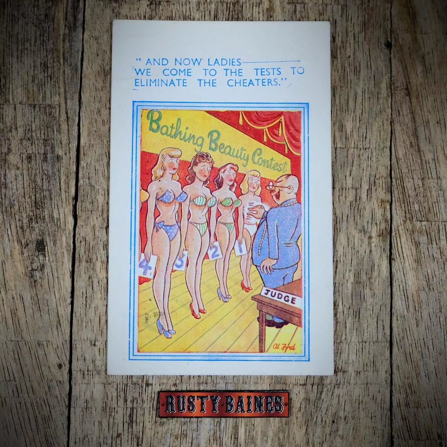 Postcard, Comicard, Bathing Beauty Competition Judge