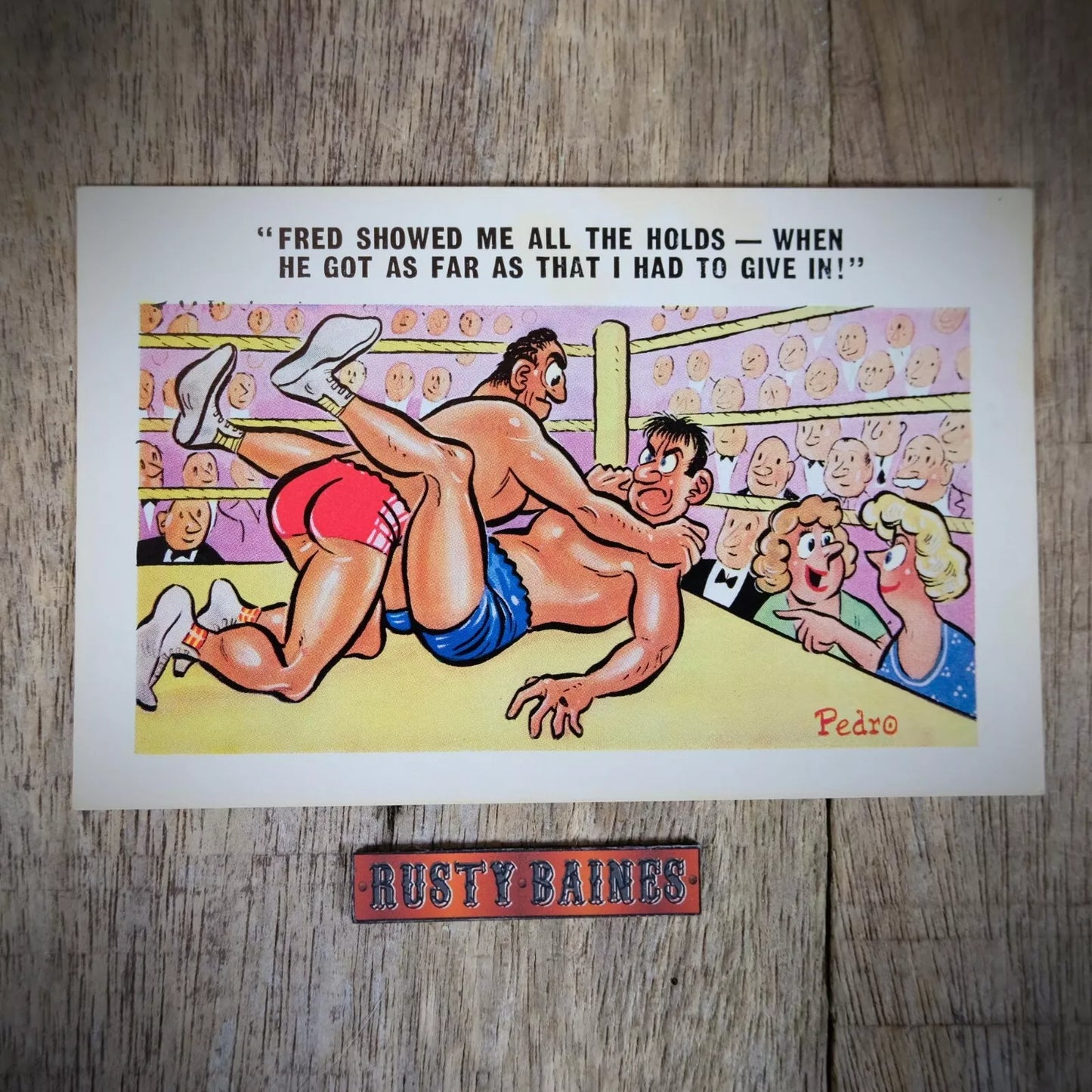 Vintage Postcard, Comic, Wrestling, Wrestlers, Innuendo