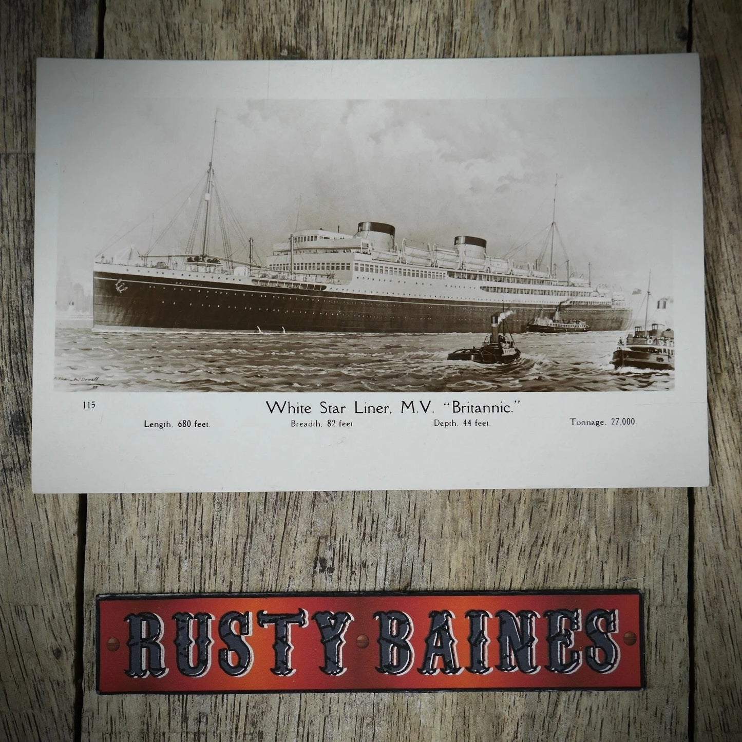 Postcard, White Star Line, MV Britannic, Printed