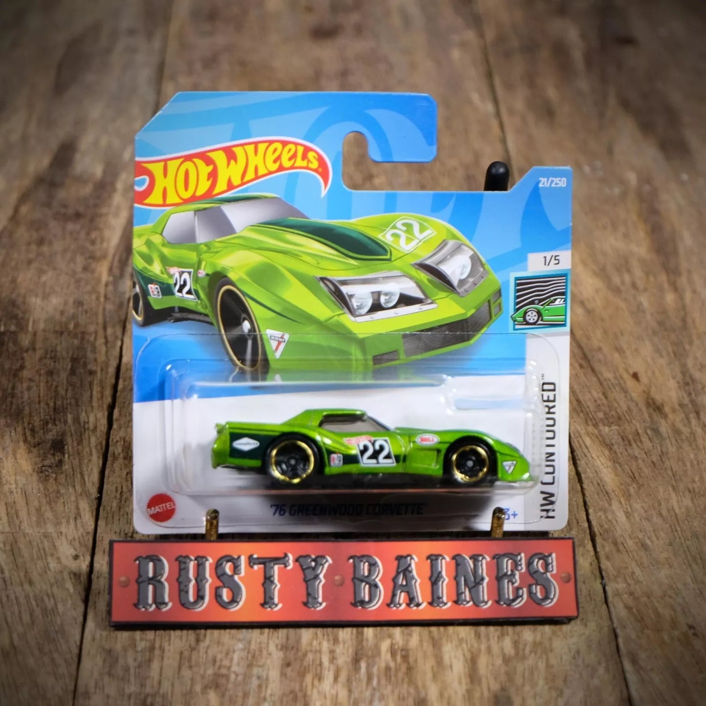 Hot Wheels, '76 Greenwood Chevy Corvette, Green, Short Card