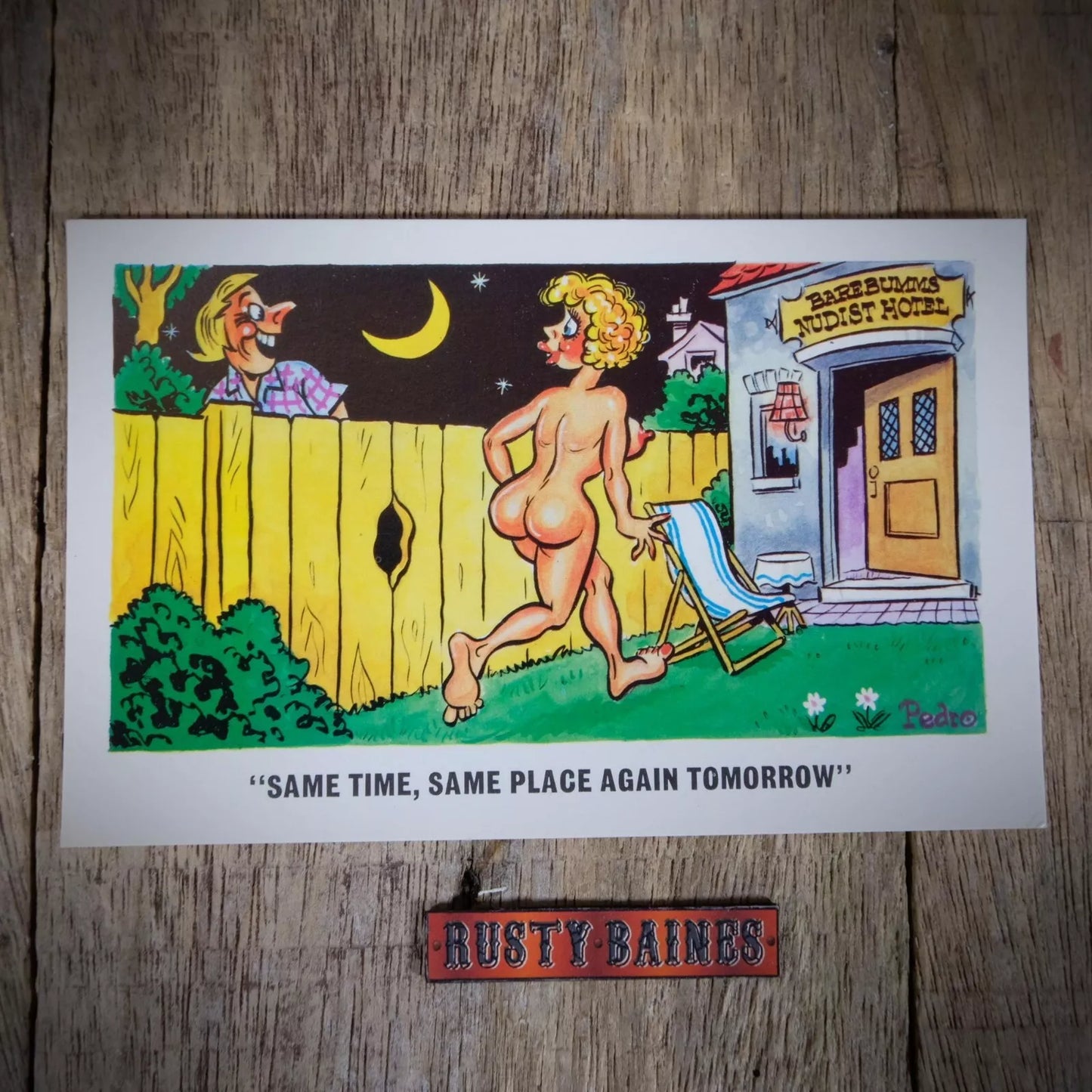 Vintage Postcard, Comic, Nudist Hotel, Big Lip Blonde