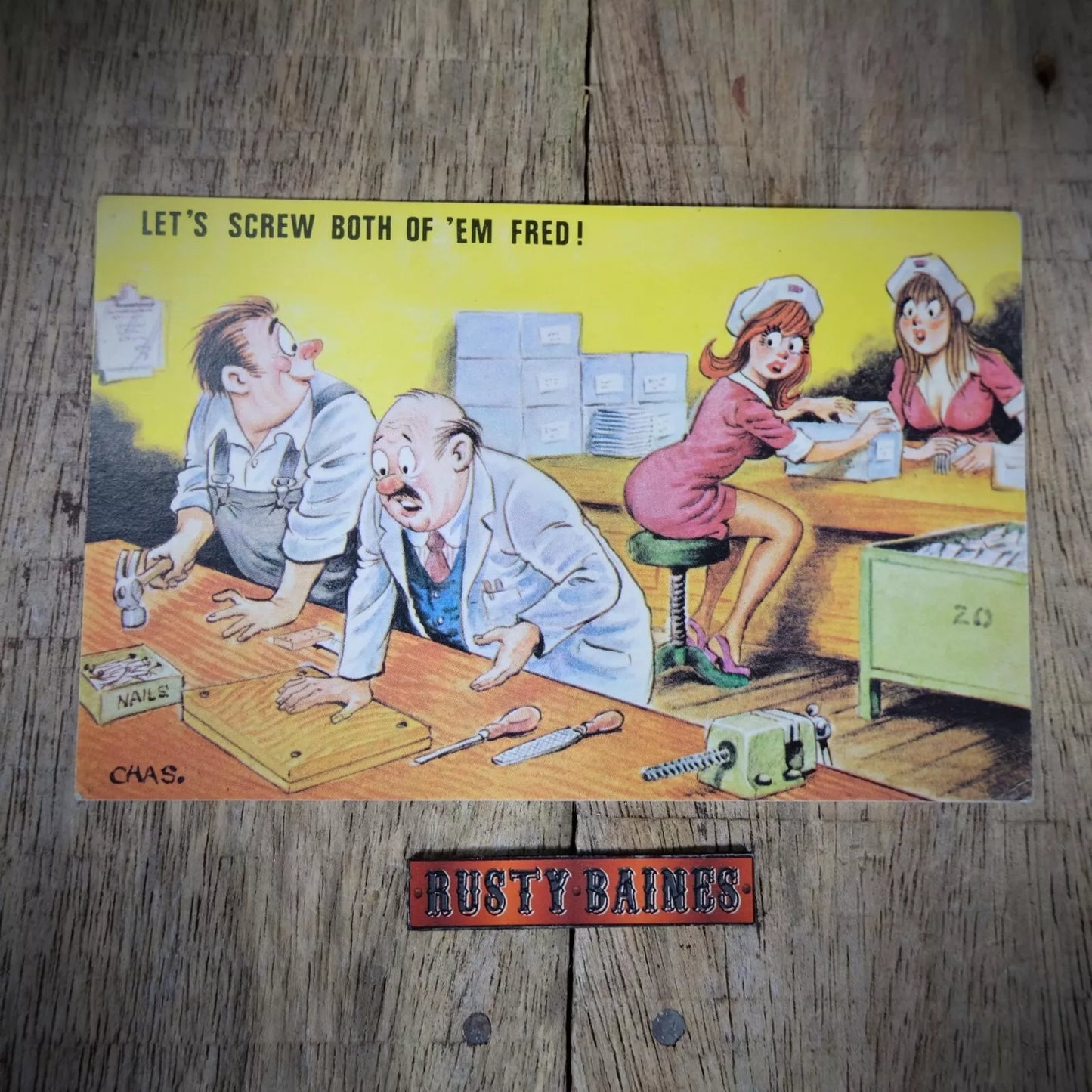 Postcard, Comic, Bamforth 550, Busty Factory Worker Girl, Screws Too