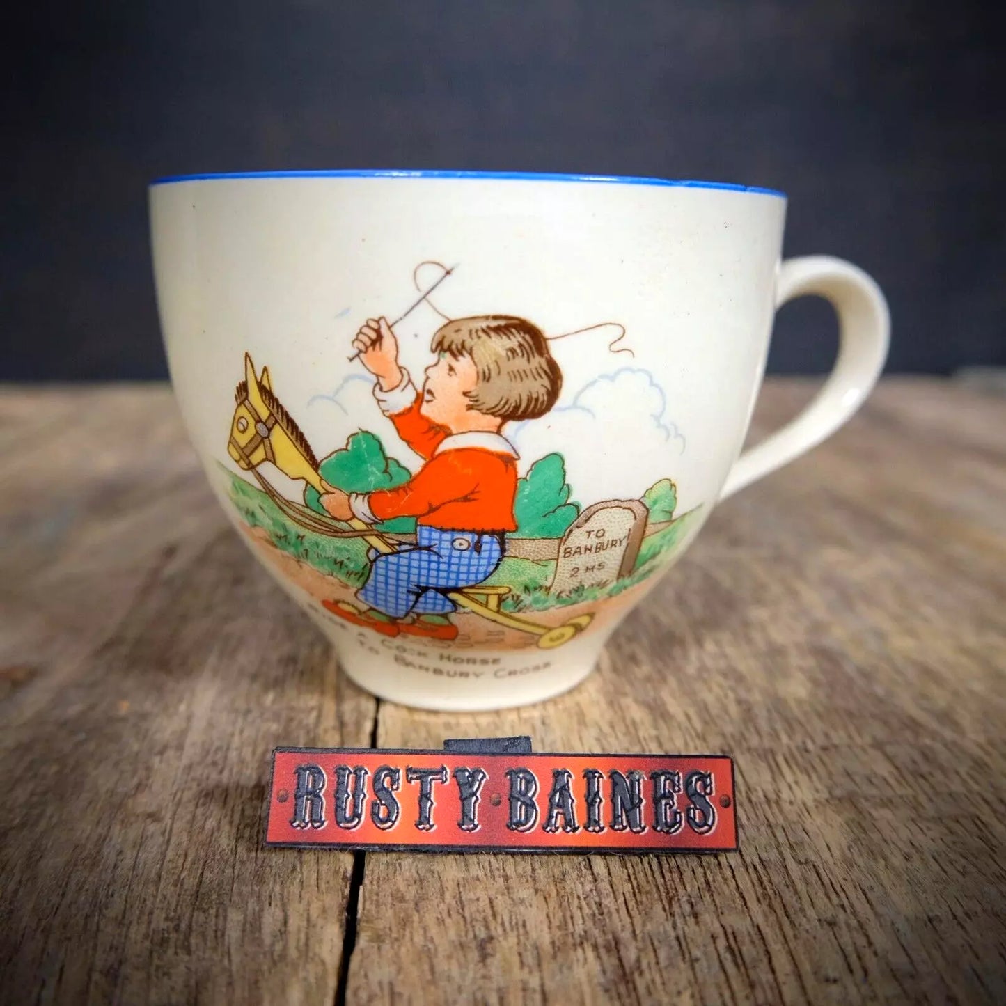 Vintage Children's Nursery Rhyme Tea Cup, Burleigh Ware, Ride a Cock Horse