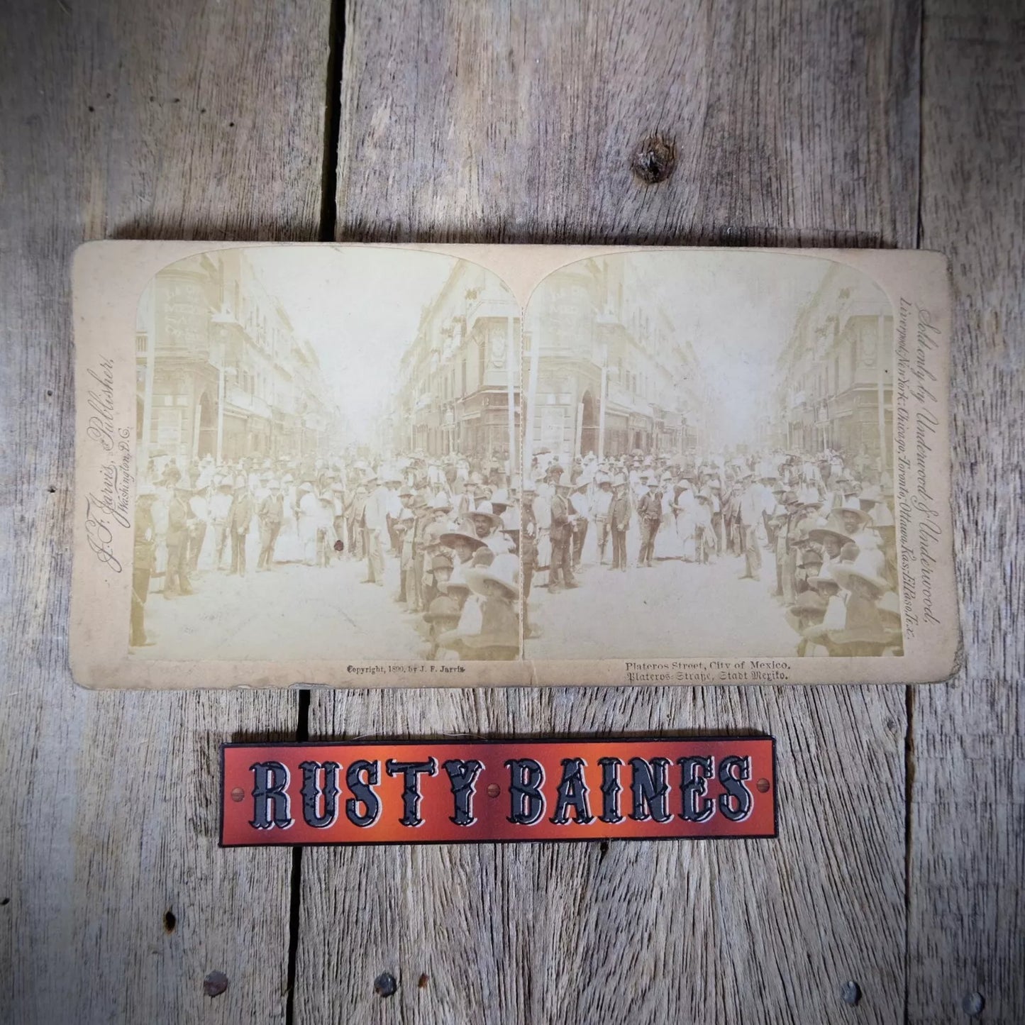 Stereoview Card, Mexico City, Plateros Street Scene