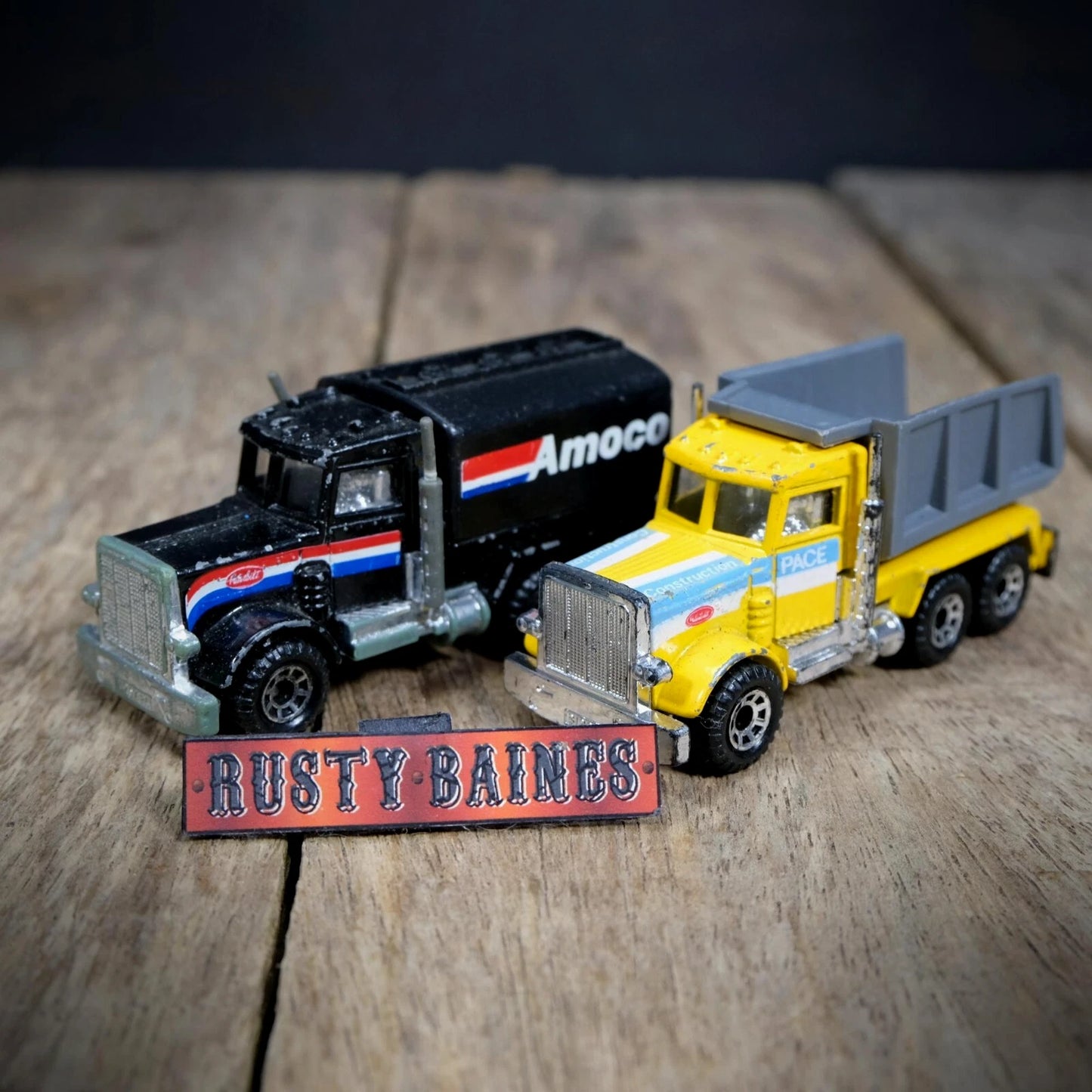 Pair of Vintage Matchbox Peterbilt Trucks Lorry, Tanker/Tipper, Playworn