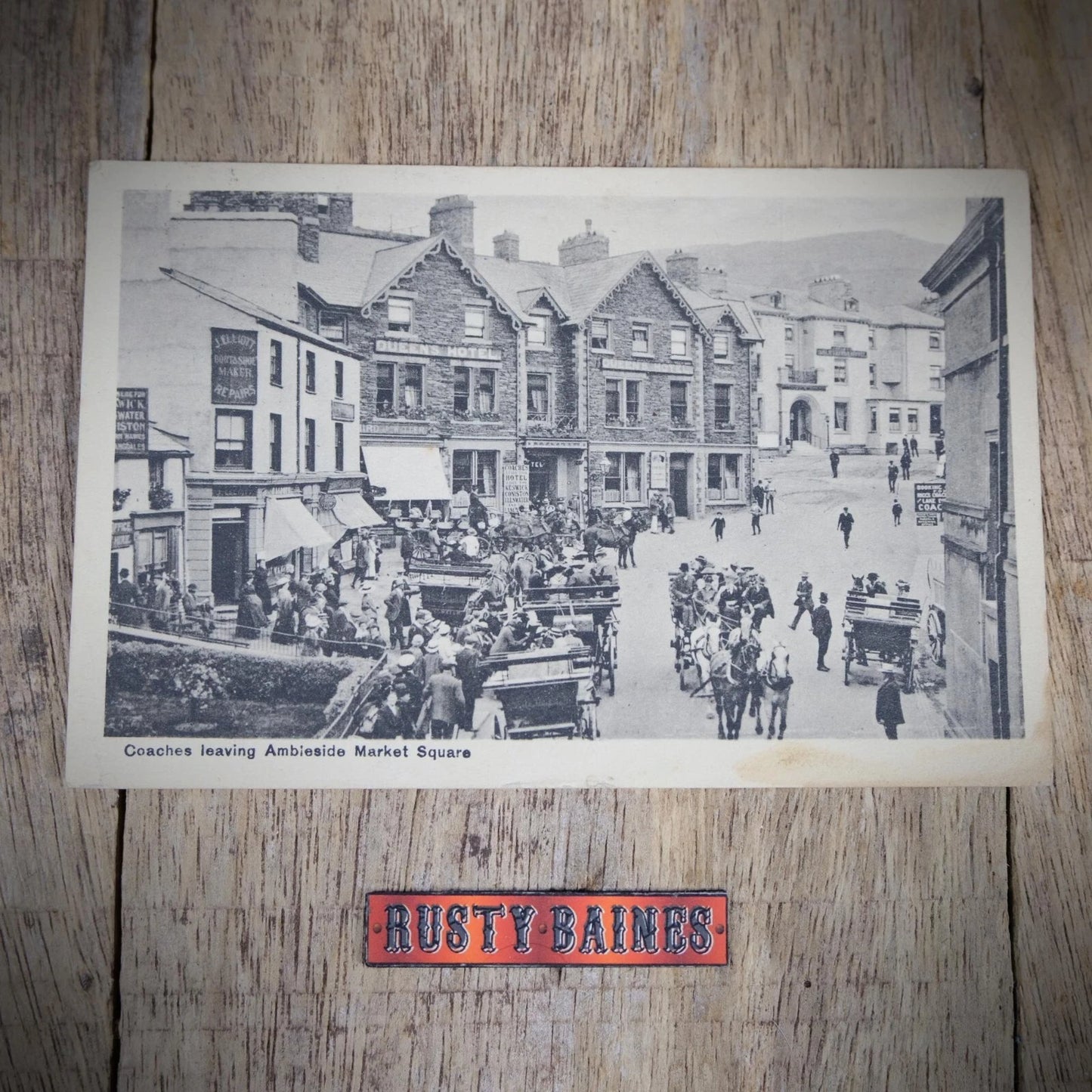 Postcard, Ambleside Market Square, Coach & Horses Tourists, Printed