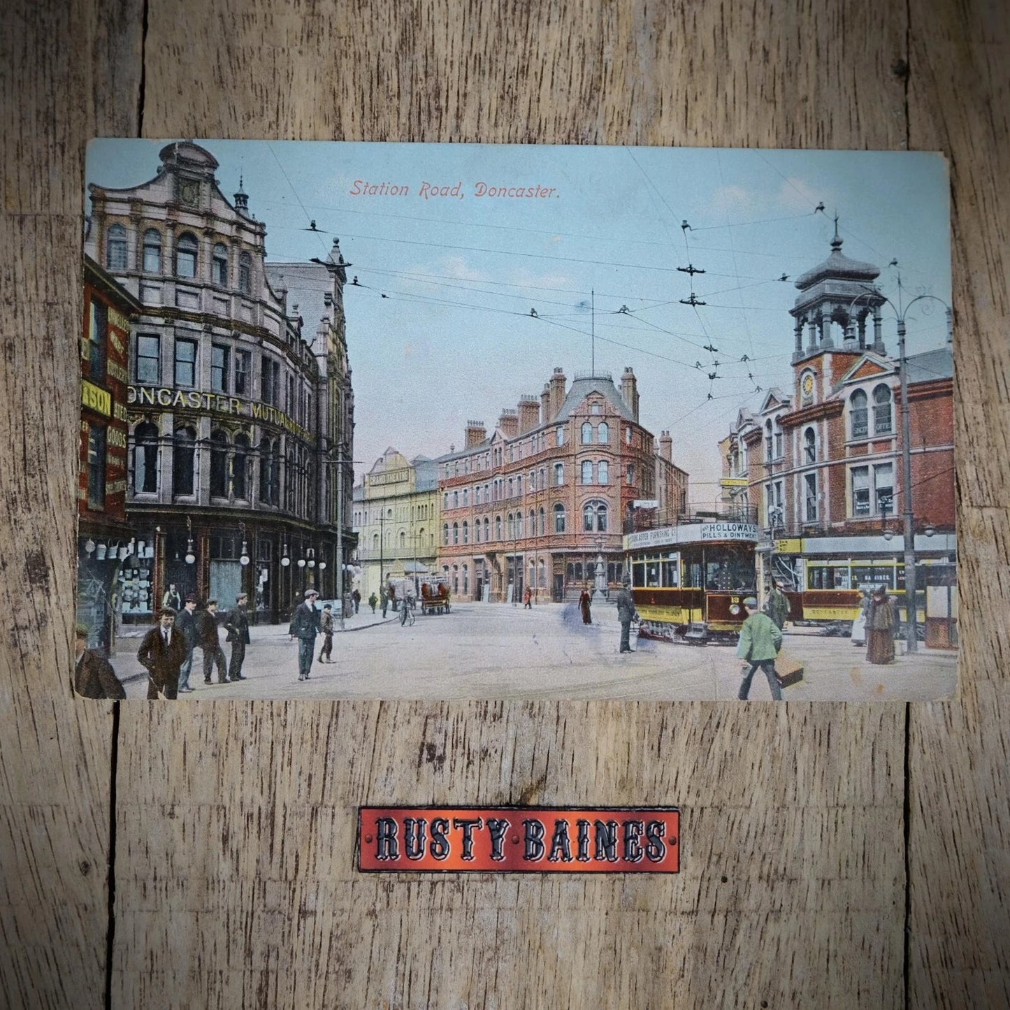 Postcard, Doncaster Station Road, Tram, Printed