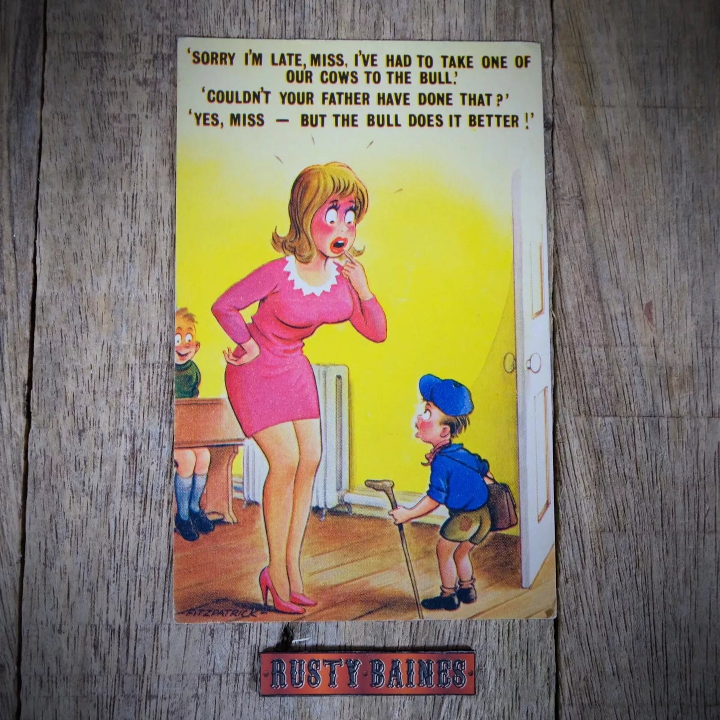 Vintage Postcard, Comic, Bamforth School Teacher, Farmer Boy
