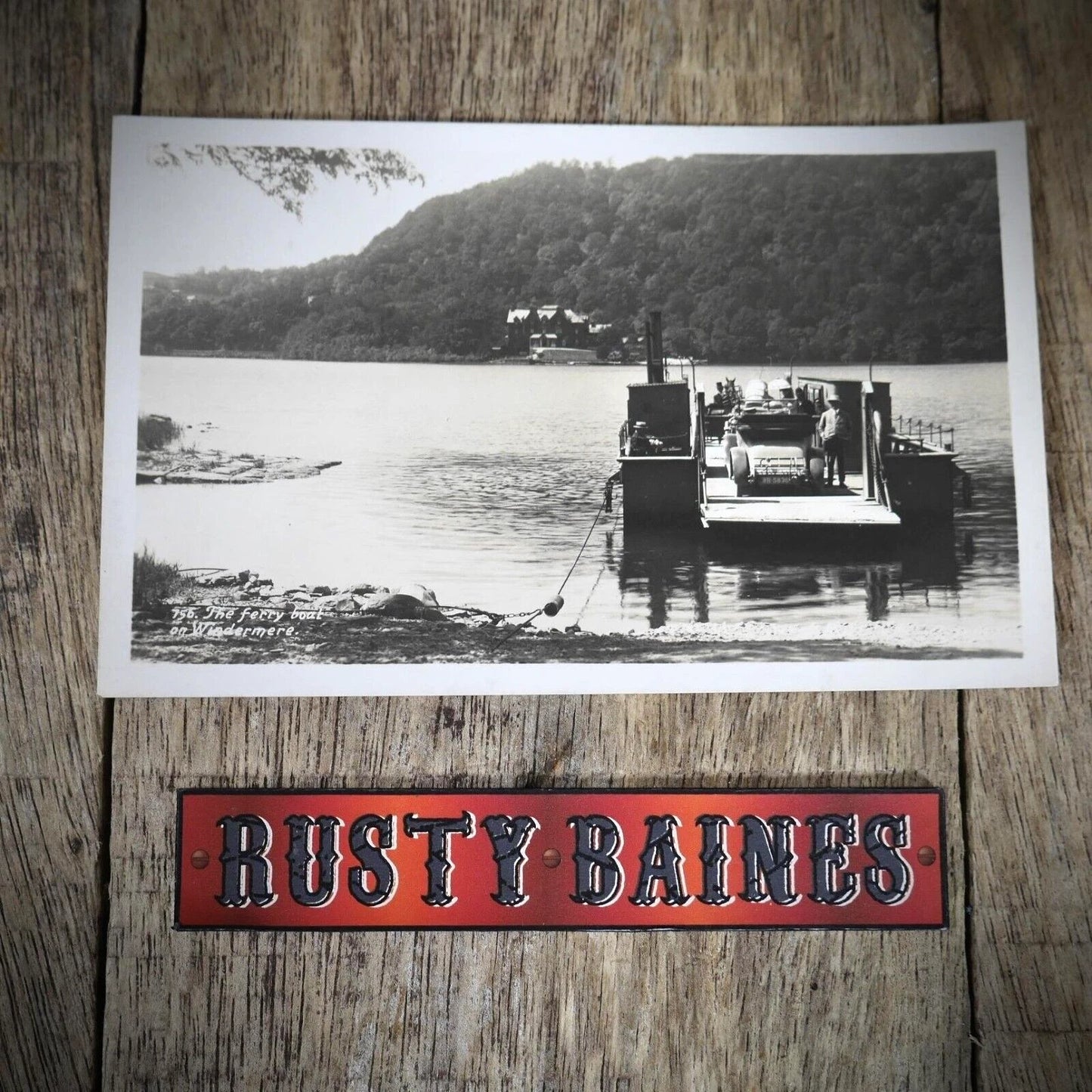 Postcard, Windermere Ferry Boat, Vintage Car WR 5836, Real Photo