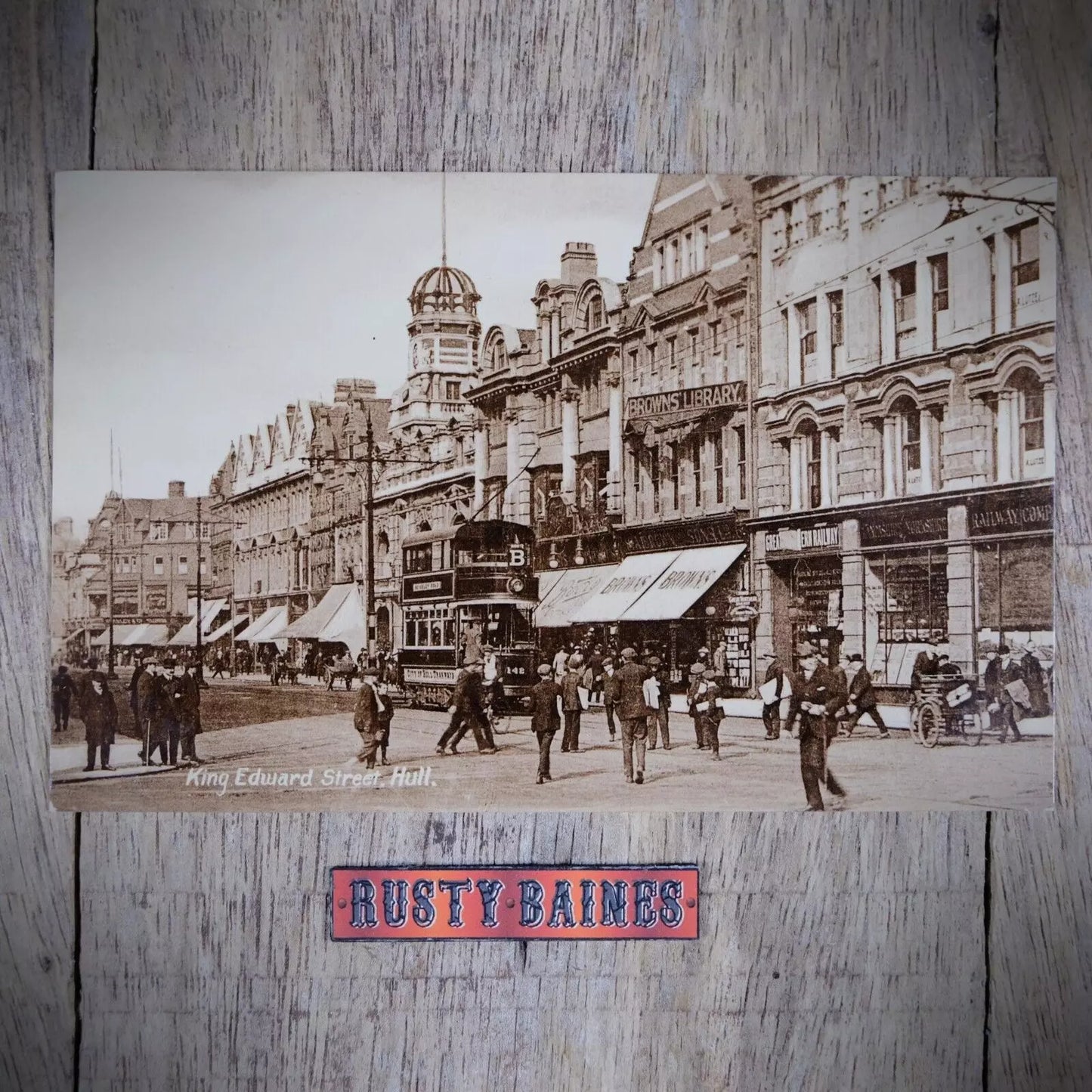 Postcard, Hull, King Edward Street, Tram, Shops, Printed