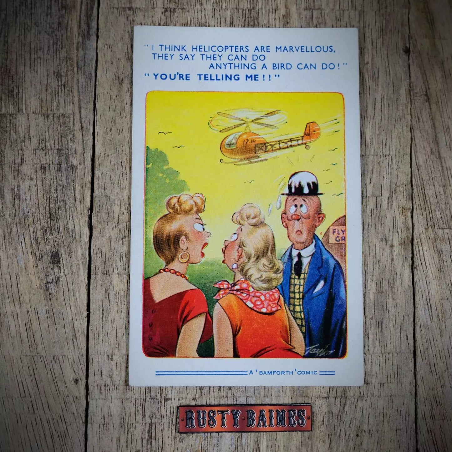 Postcard, Comic, Bamforth 1493, Bird Poo Helicopter