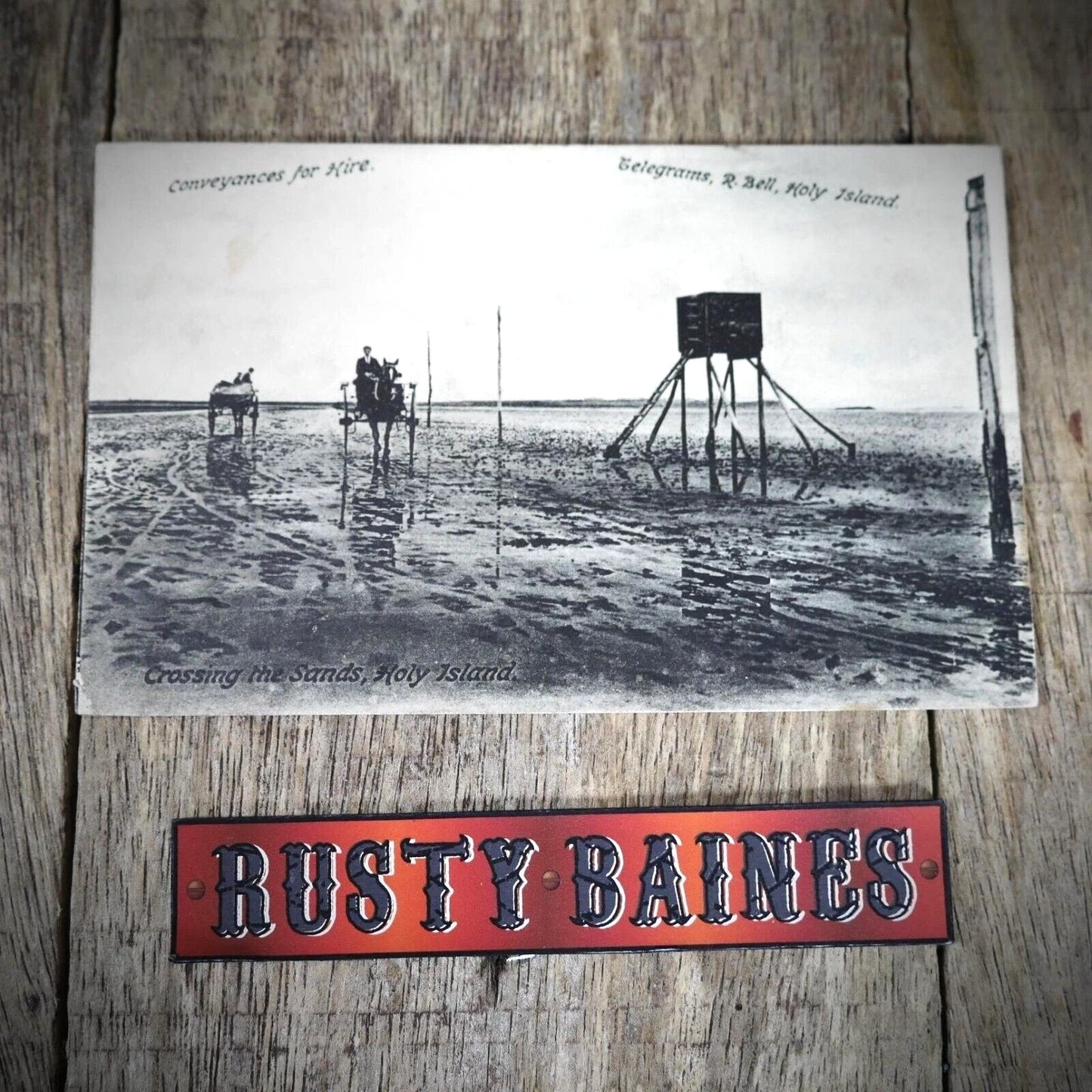 Postcard, Holy Island Sands/Beach Crossing, R Bell, Printed