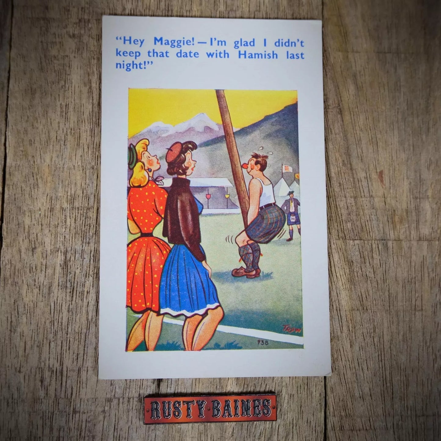 Vintage Postcard, Comic, Highland Games, Hamish Strongman