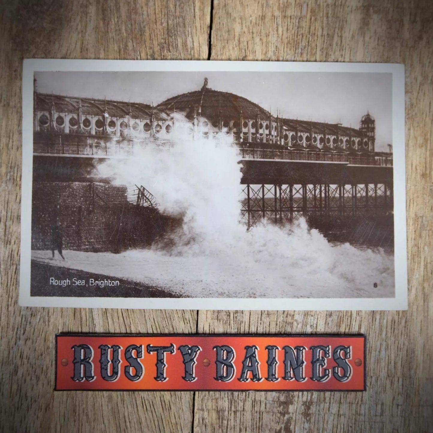Postcard, Brighton Pier Rough Sea Storm 1928, Real Photo