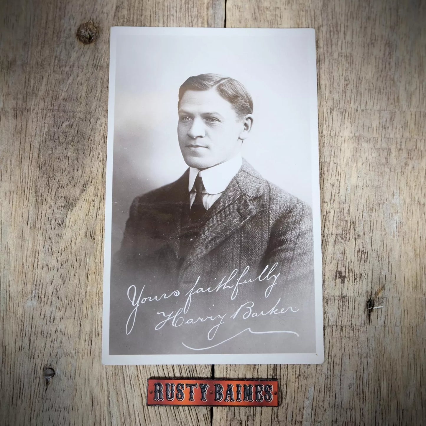 Postcard, Dapper Man, Early 1900s Portrait Harry Barker, Real Photo