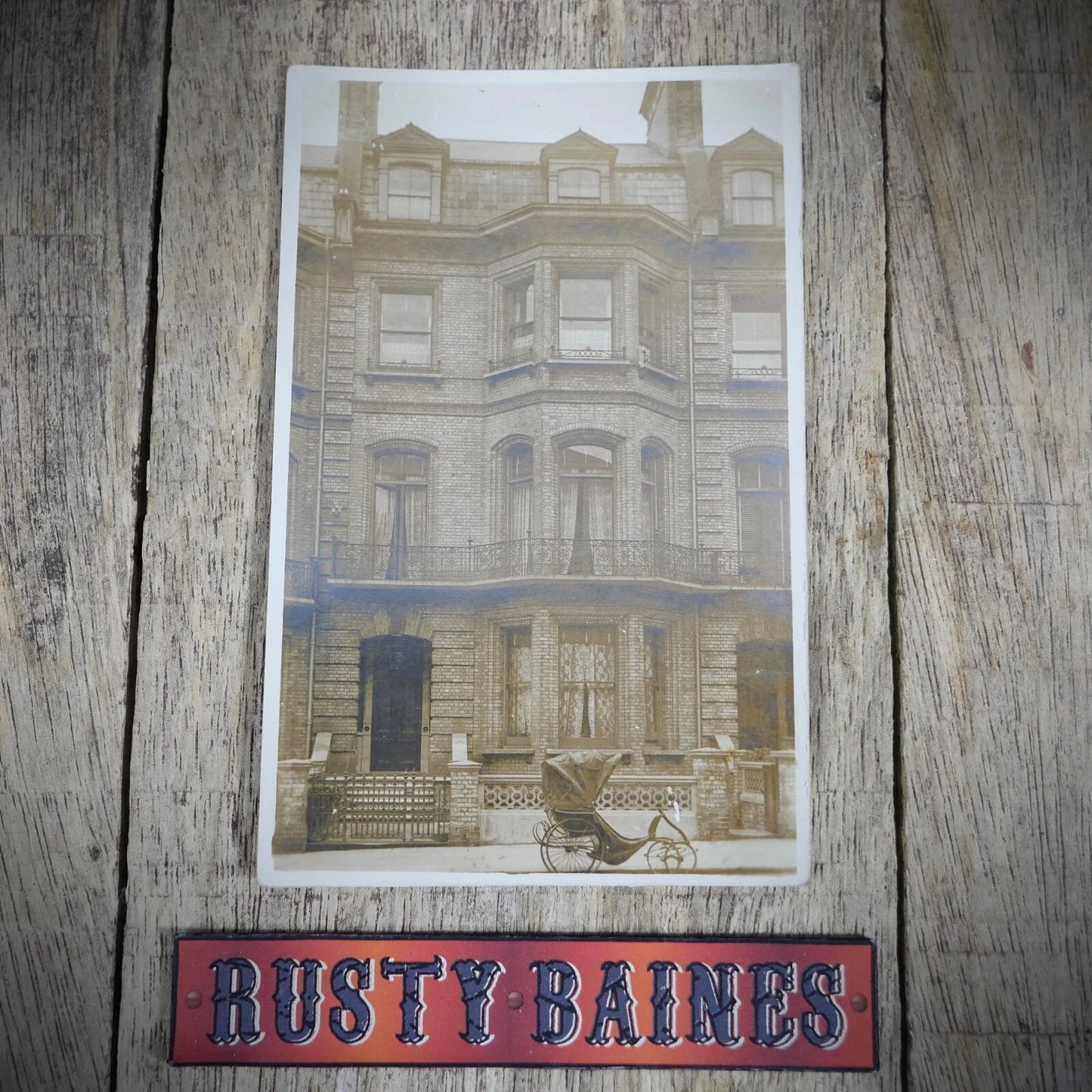 Postcard, Unidentified Victorian Bay Window House, Disability Vehicle