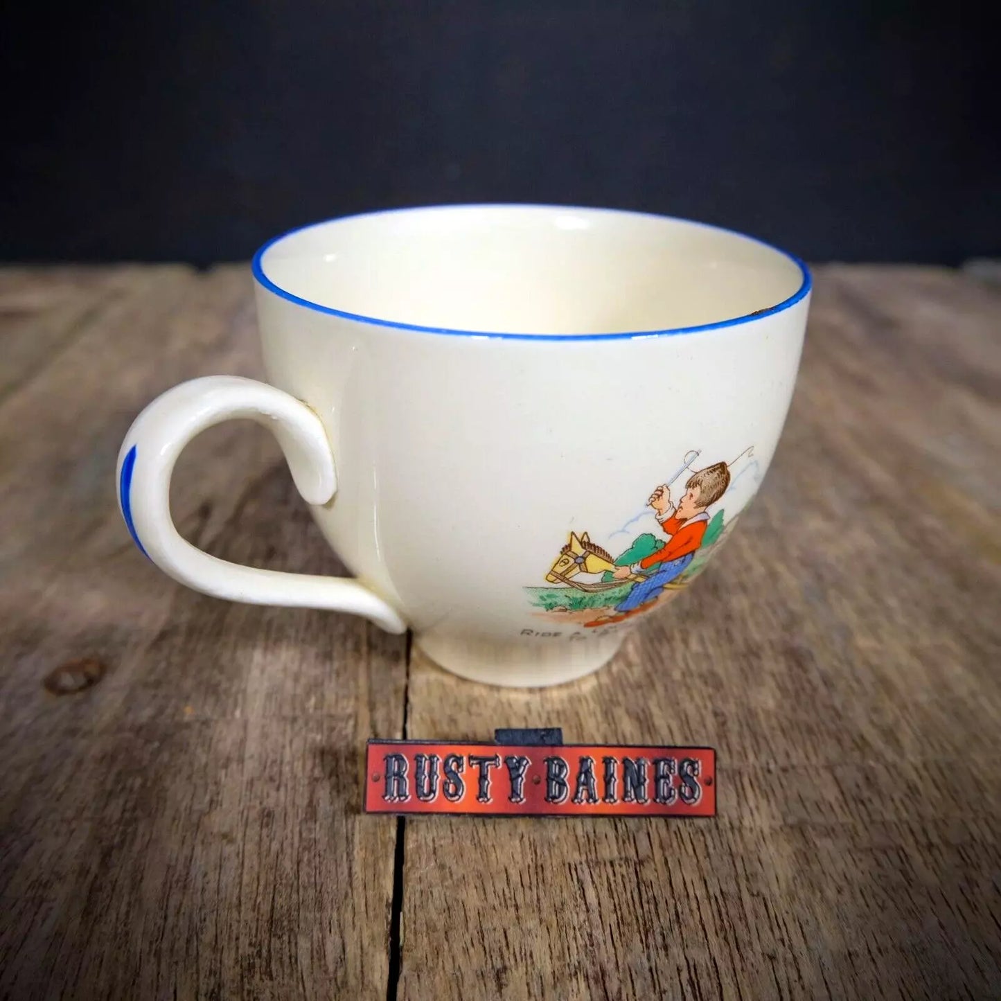Vintage Children's Nursery Rhyme Tea Cup, Burleigh Ware, Ride a Cock Horse