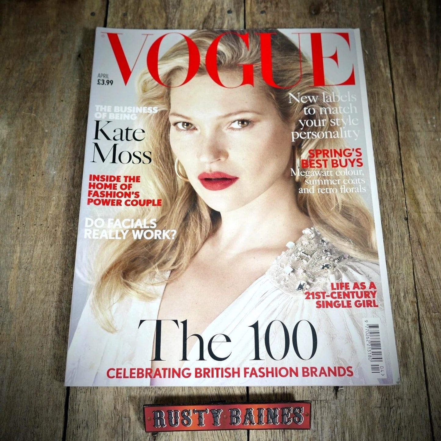 Vogue Magazine UK Back Issue, April 2017 Kate Moss