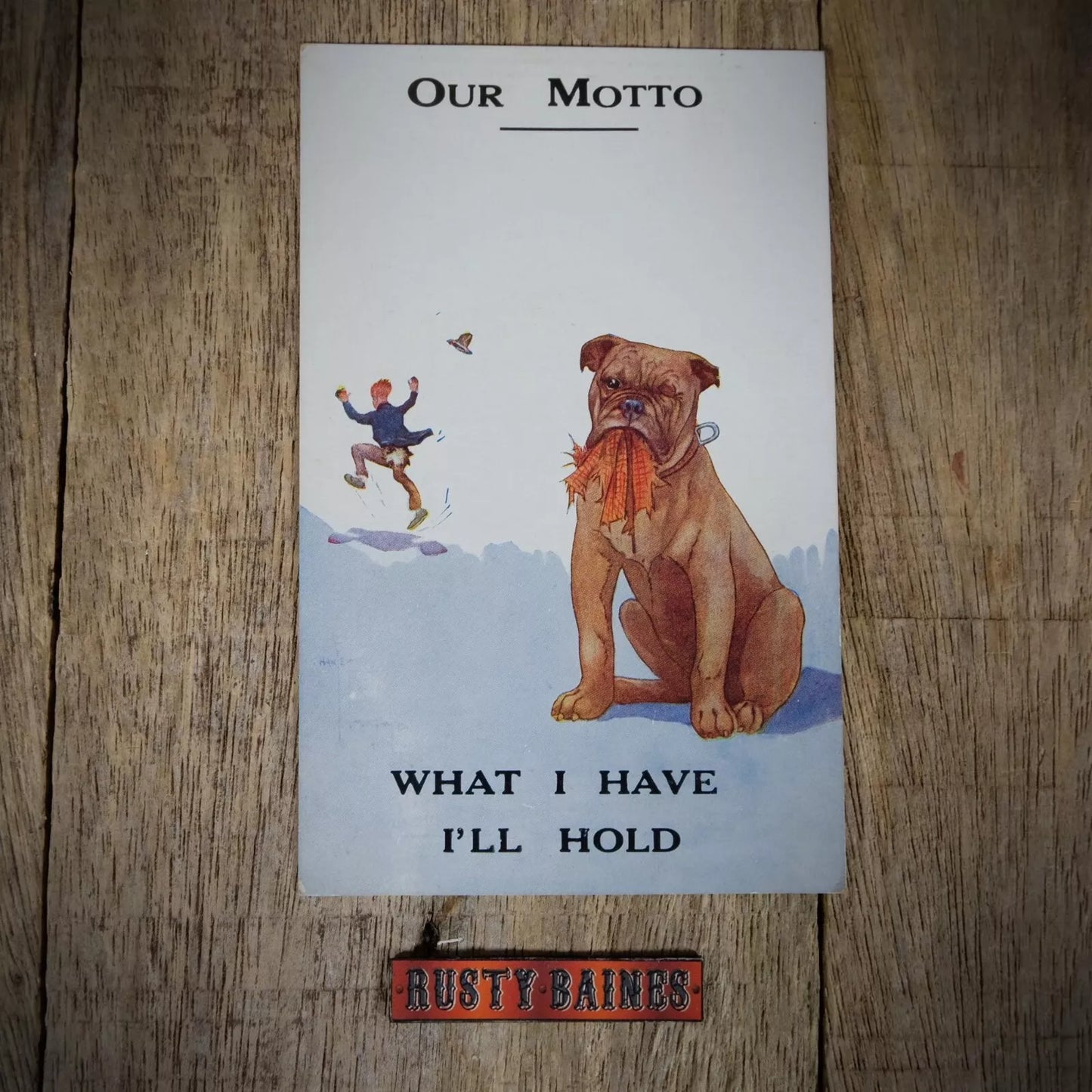 Vintage Postcard, Comic, Winking Bulldog, Our Motto