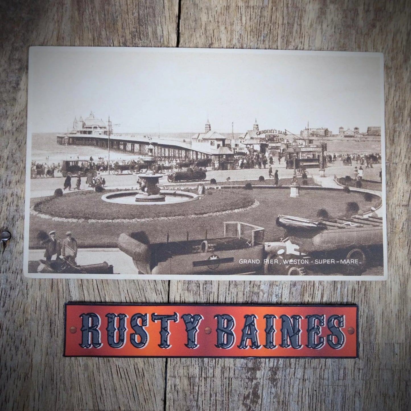 Postcard, Weston-Super-Mare Grand Pier, Vintage Motor Bus, Printed