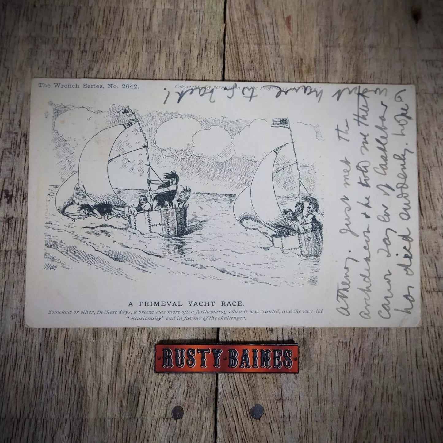 Postcard, Comic, Punch, Primeval Yacht Boat Race, Cavemen