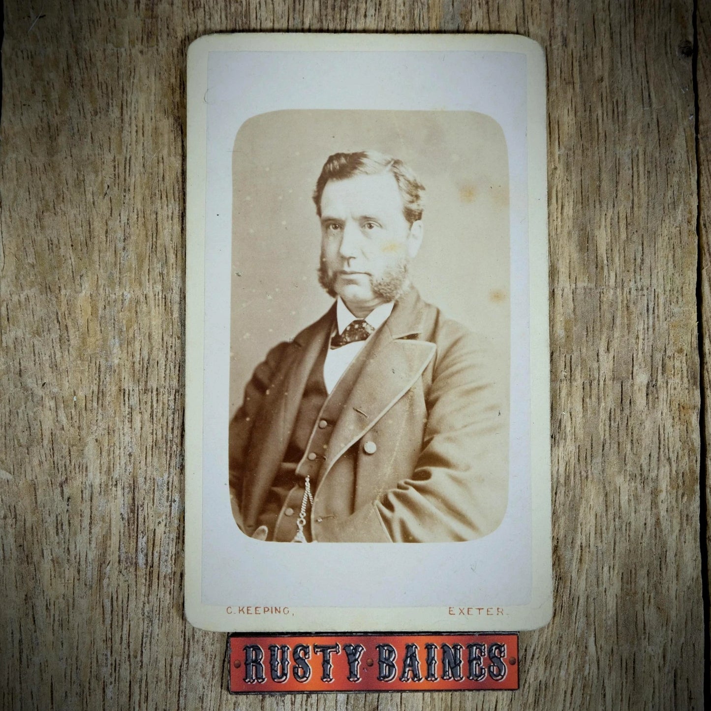 Carte de Visite (CDV) Portrait of Man with Mutton Chops, Chas Keeping, Exeter