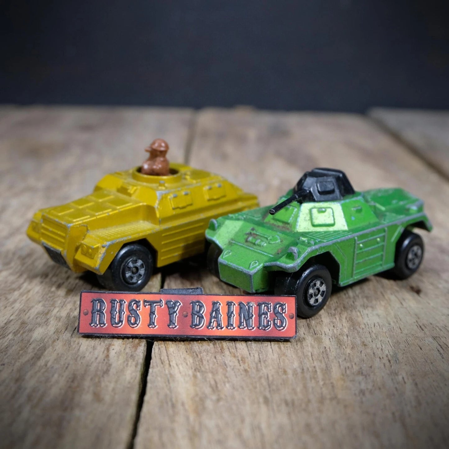 Pair of Vintage Matchbox Military Vehicles, Stoat & Weasel, Playworn
