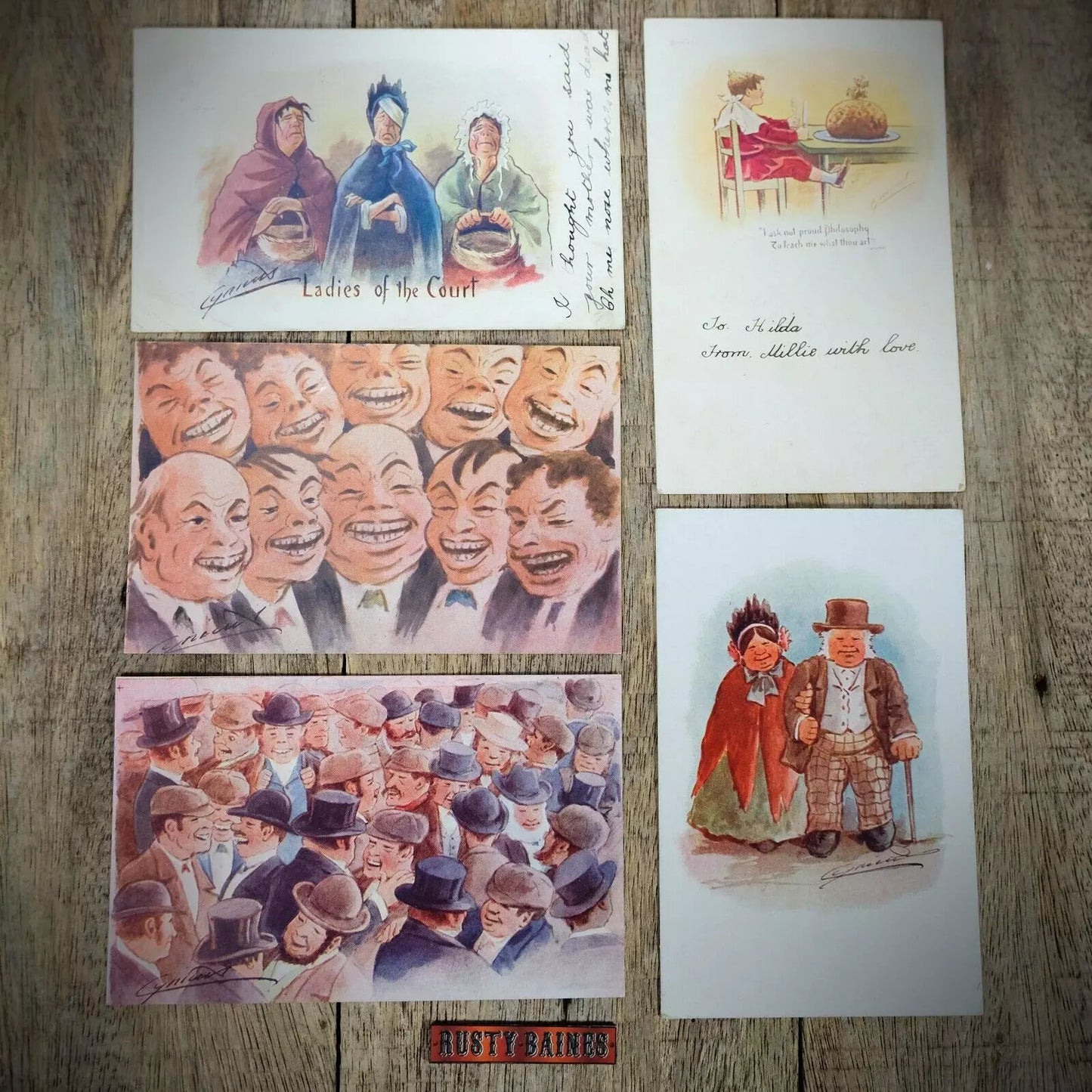 Postcards x5 Comic, Cynicus, Funny Faces, Caricatures Etc