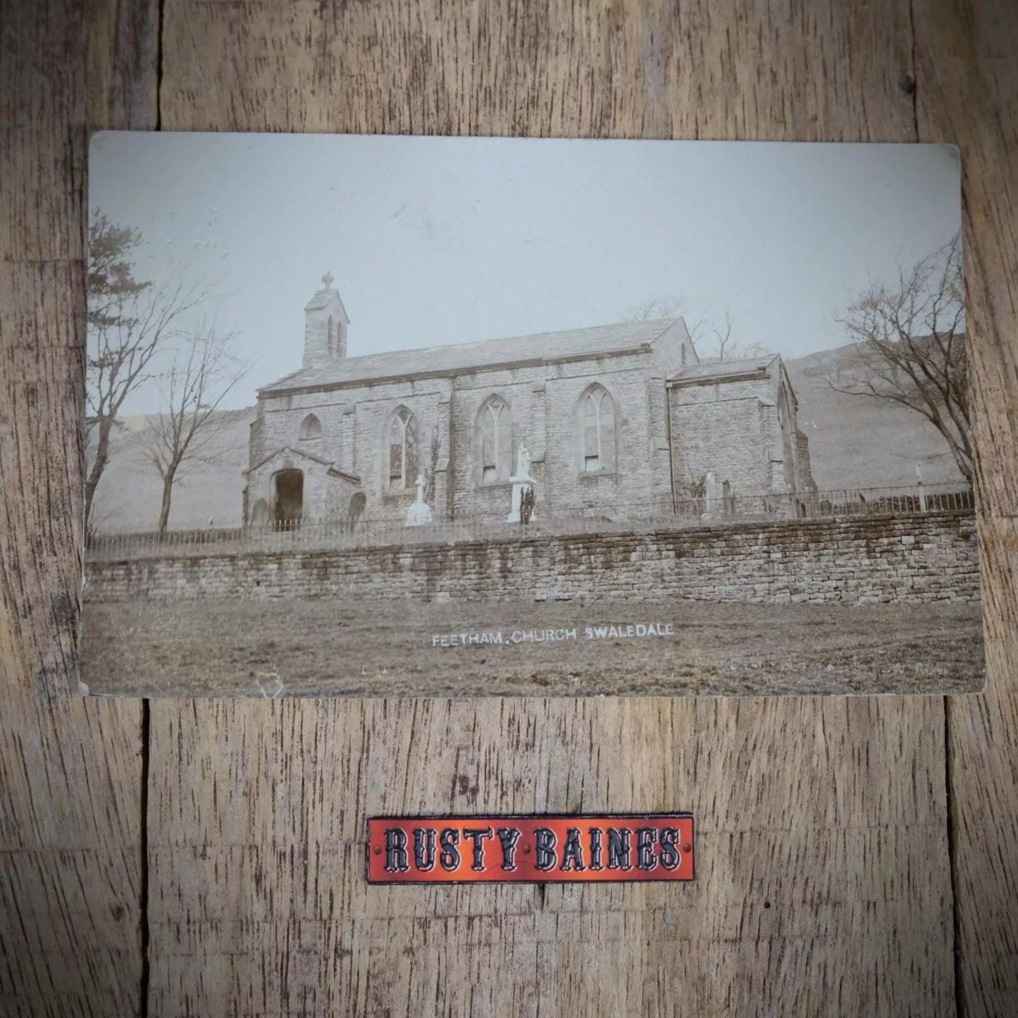 Postcard, Feetham Church, Swaldale, North Yorkshire, Real Photo