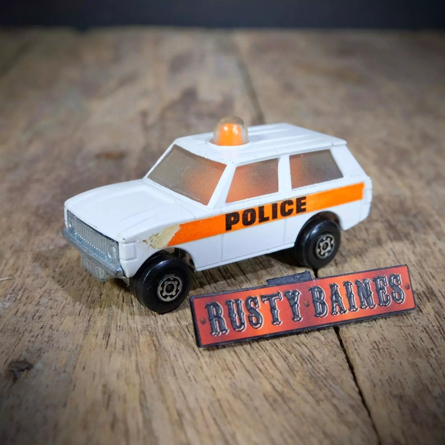 Matchbox Rolamatics #20 Range Rover Classic Police Car, Playworn, No Box