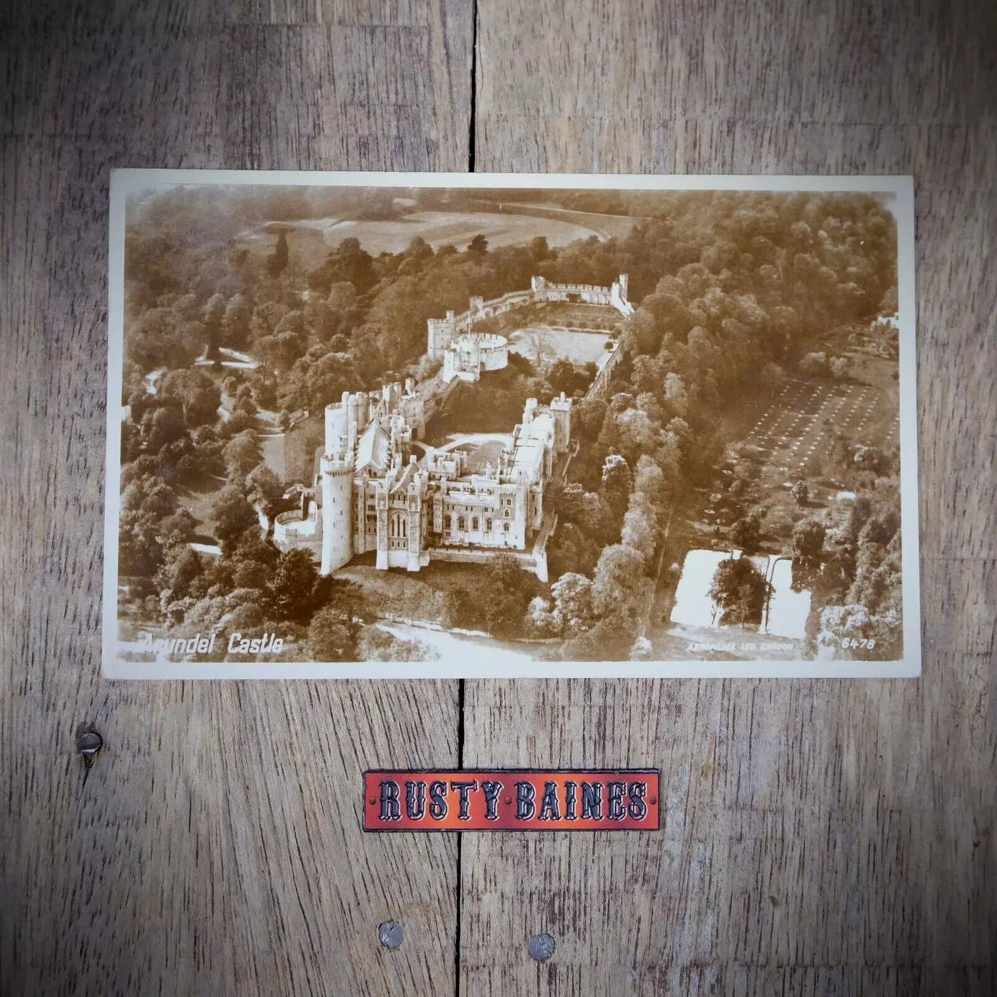 Vintage Postcard, Arundel Castle Aerial View Real Photo, Aerofilms