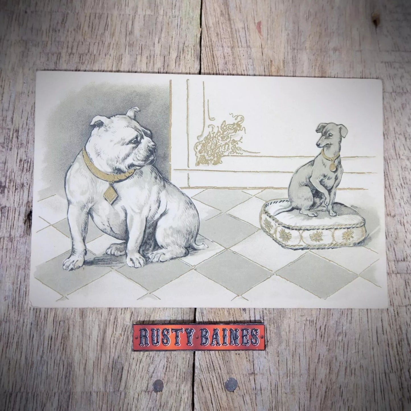 Postcard, Comic, Embossed, Bulldog & Pampered Dog, Chromo Litho