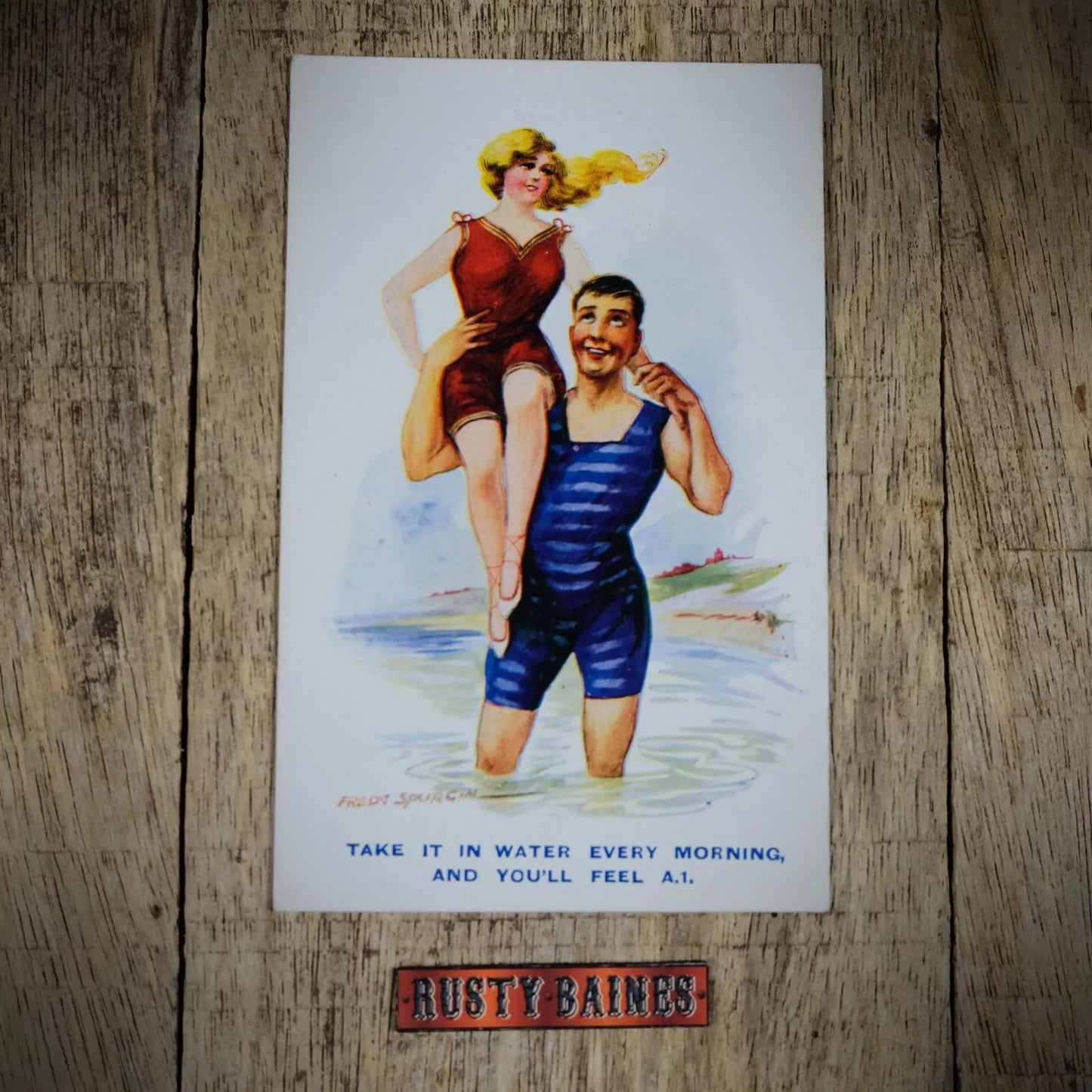 Postcard, Fred Spurgin Comic, Health Advice Bathing Beauty Girl