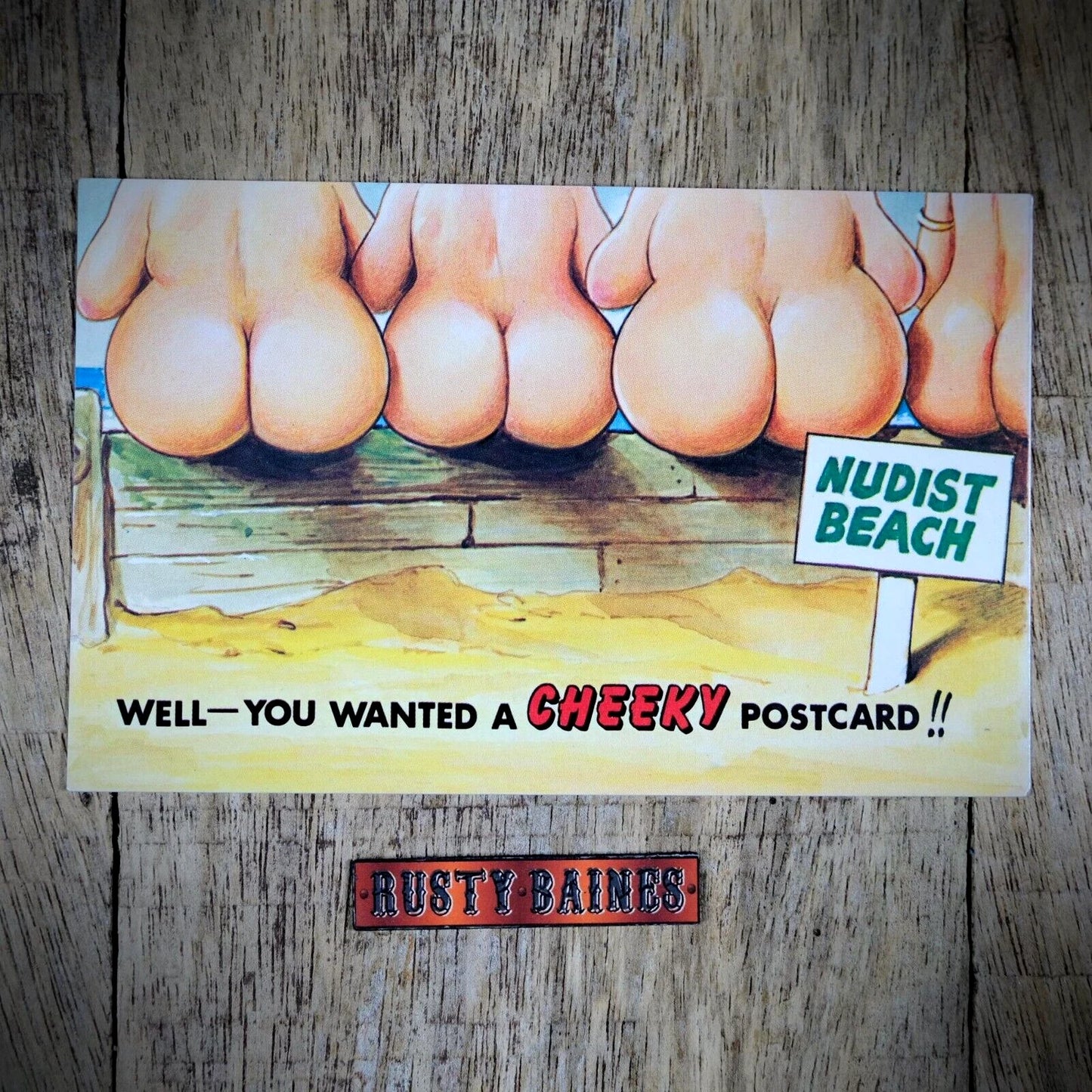 Postcard, Bamforth Comic Cheeky Bum Nudist Beach