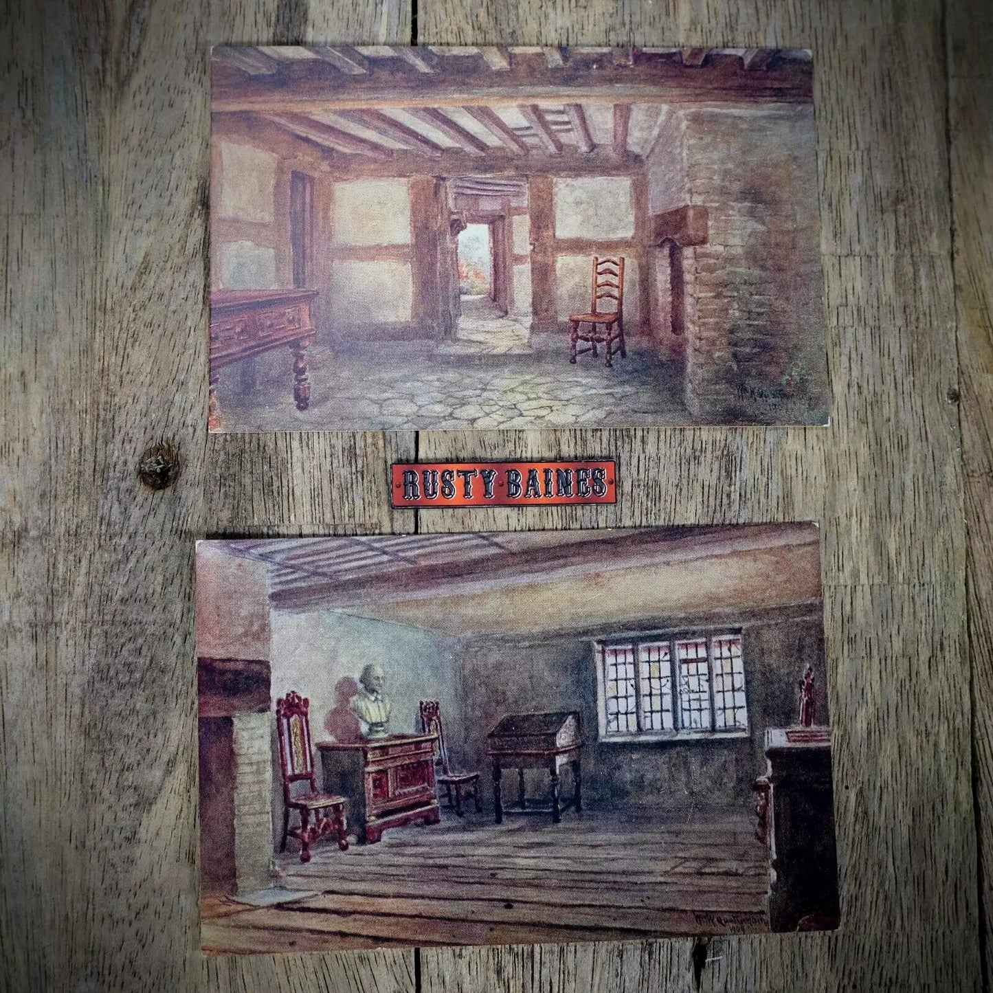 Postcards x2, J Salmon Art Cards, William Shakespeare Birthplace