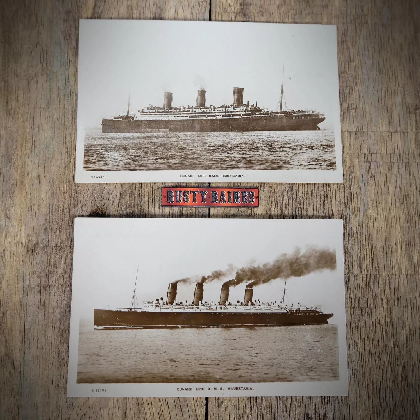 Postcards x2 Cunard Line RMS Mauretania & Berengaria