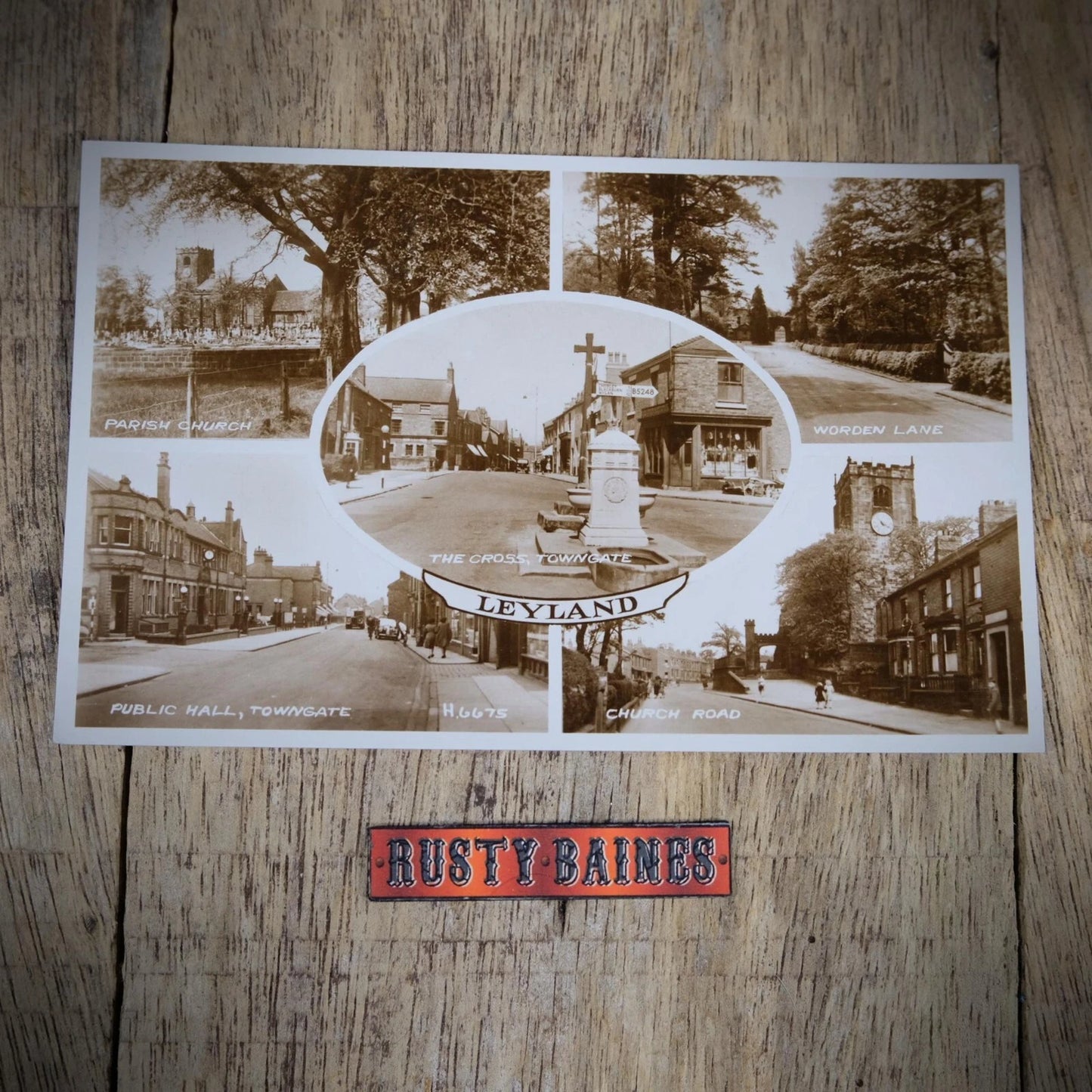 Postcard, Leyland Yorkshire Multiview, Church Rd/The Cross, Real Photo