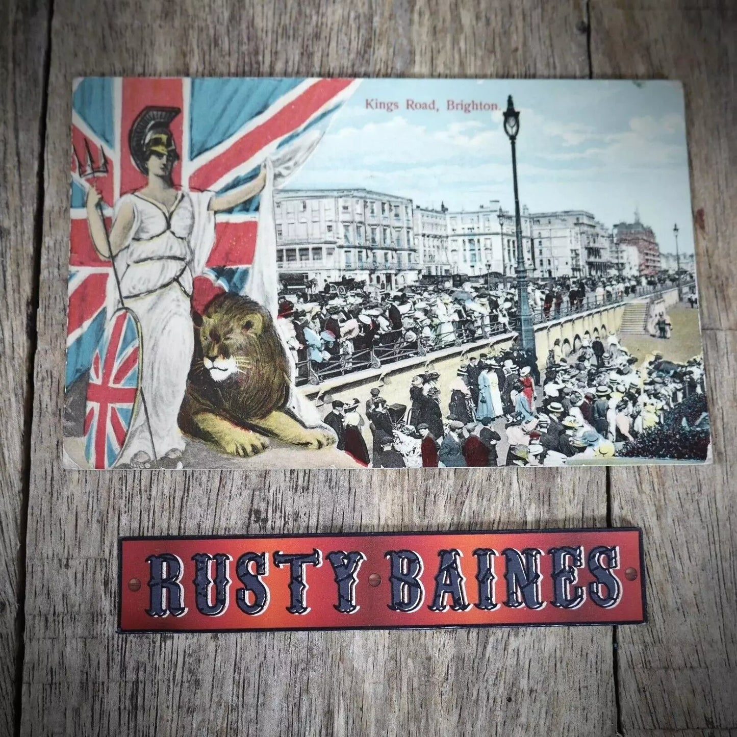 Postcard, Brighton Kings Road, Britannia/Lion Patriotic Union Flag