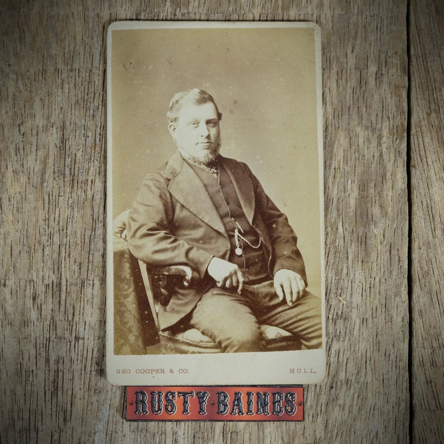 Carte de Visite (CDV) Portrait of Chin-Stap Beard Man Seated, George Cooper, Hull