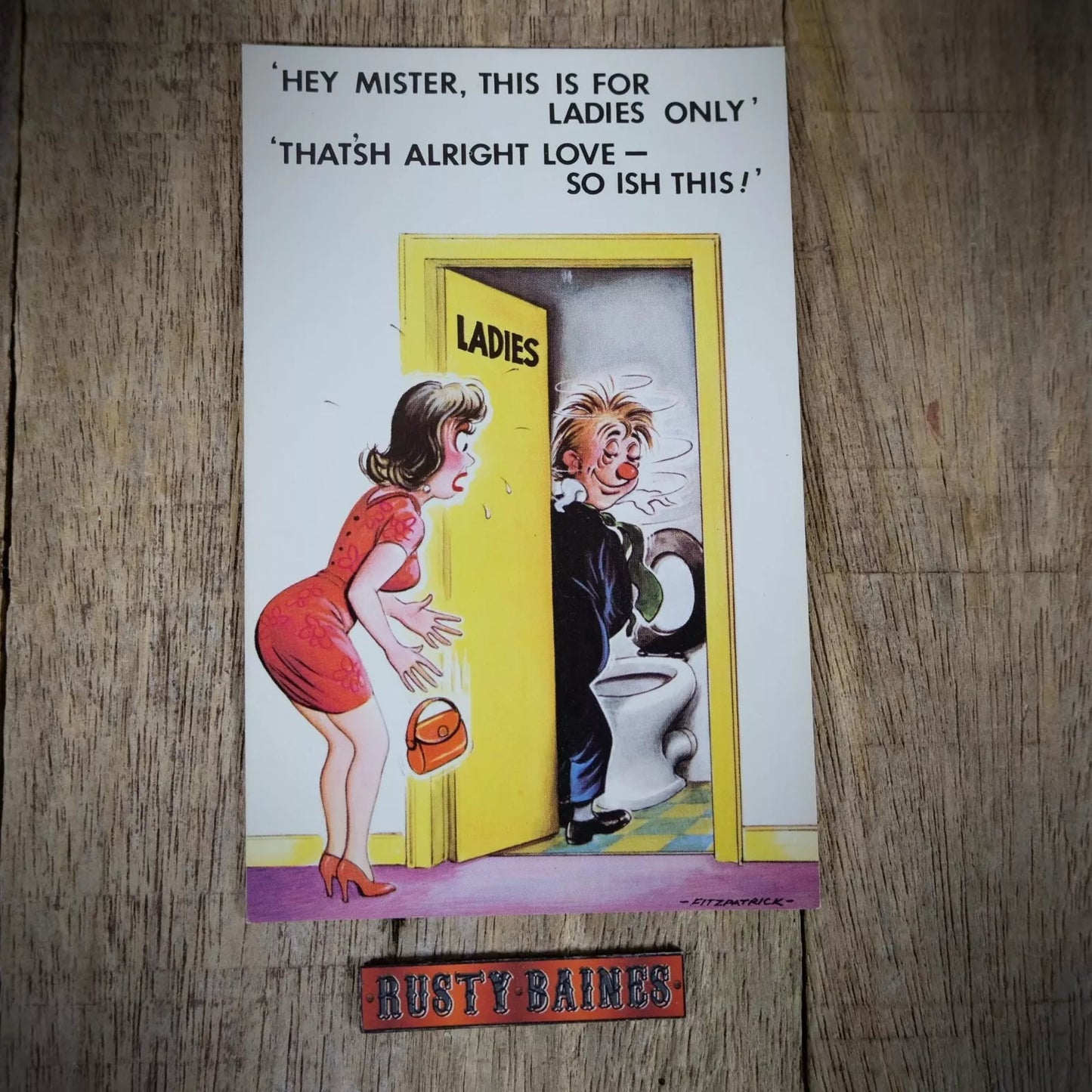 Vintage Postcard, Comic, Bamforth, Man Using Ladies Toilet